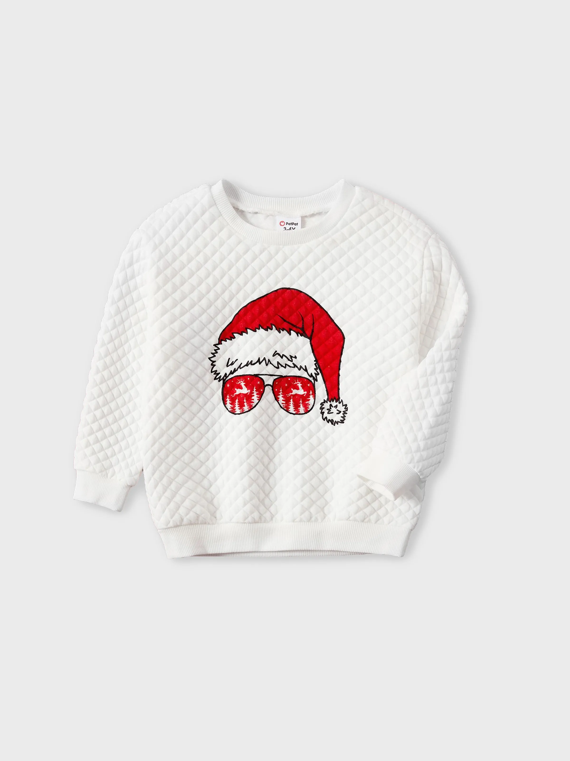 

Christmas Graphic Print White Family Matching Long-sleeve Textured Sweatshirts