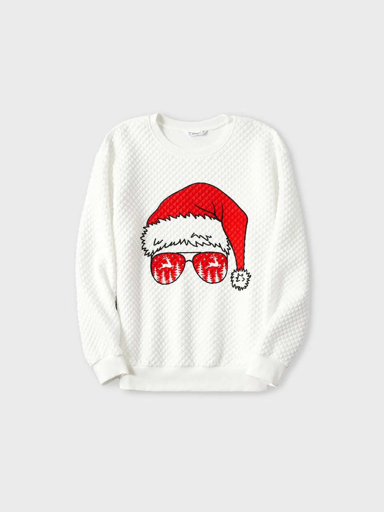 

Christmas Graphic Print White Family Matching Long-sleeve Textured Sweatshirts