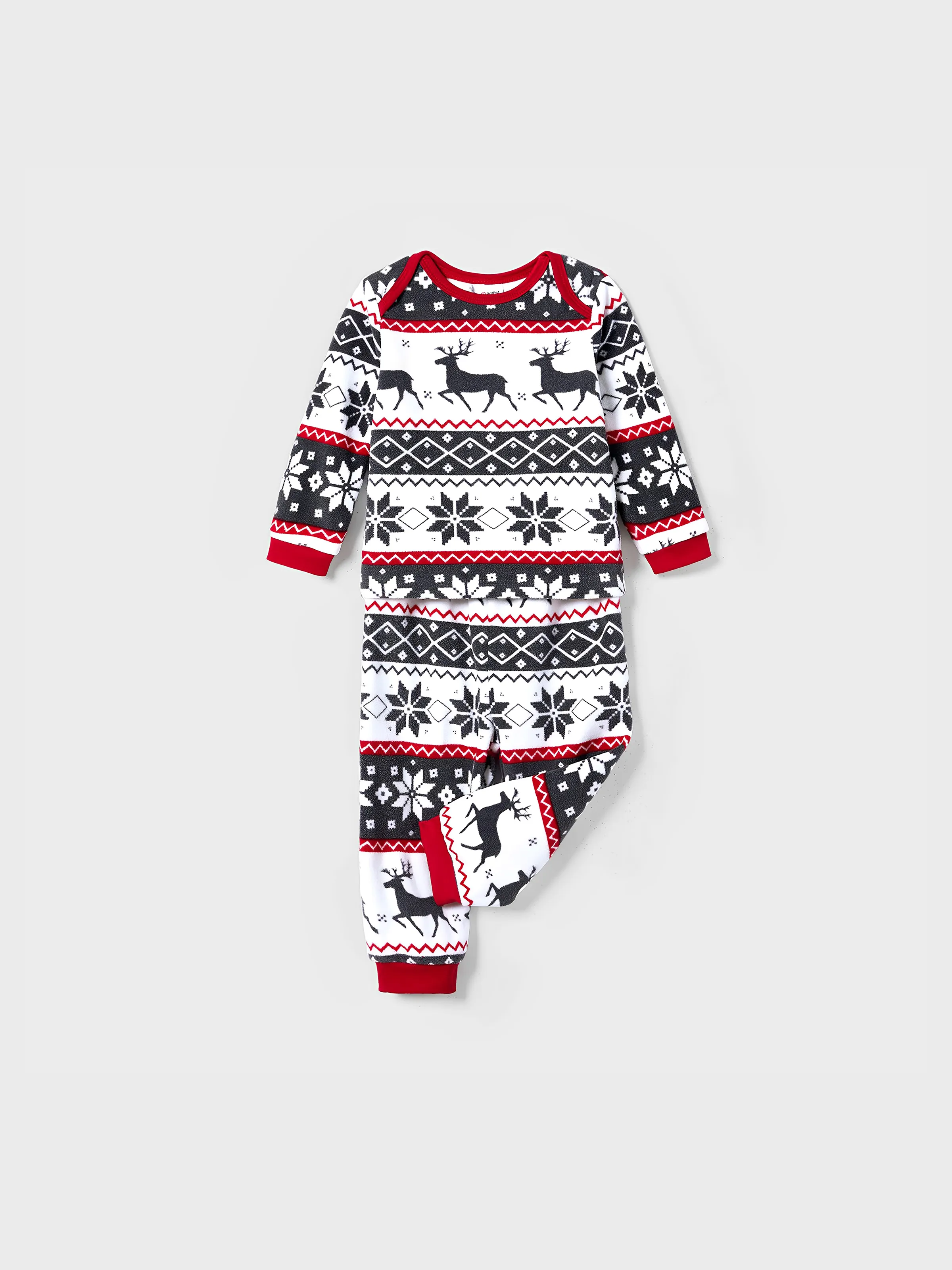 

Christmas Family Matching Reindeer & Snowflake All-over Print Long-sleeve Fleece Pajamas Sets(Flame resistant)