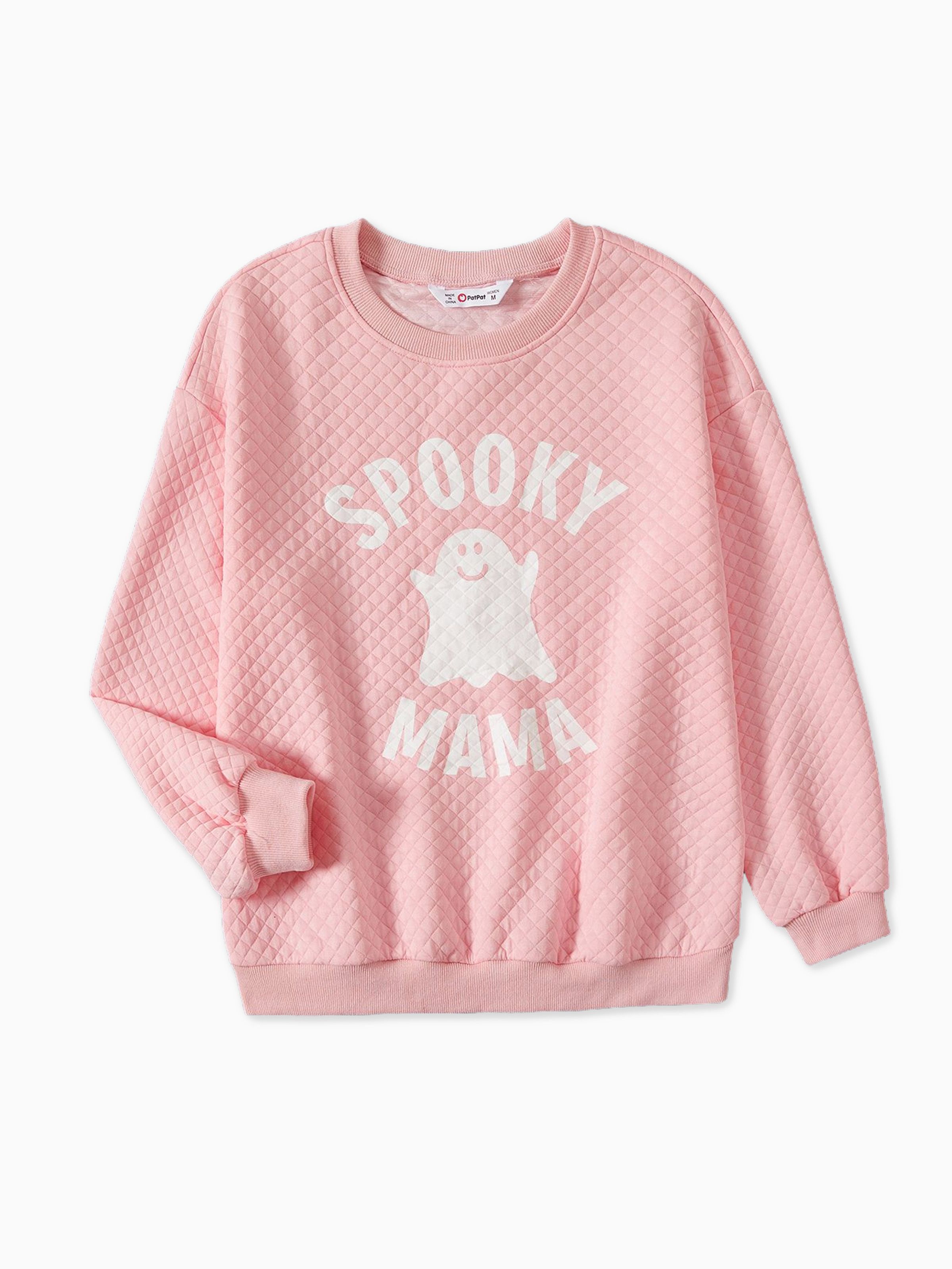 

Halloween Family Matching Glow in the Dark Pink Letter & Ghost Print Tops