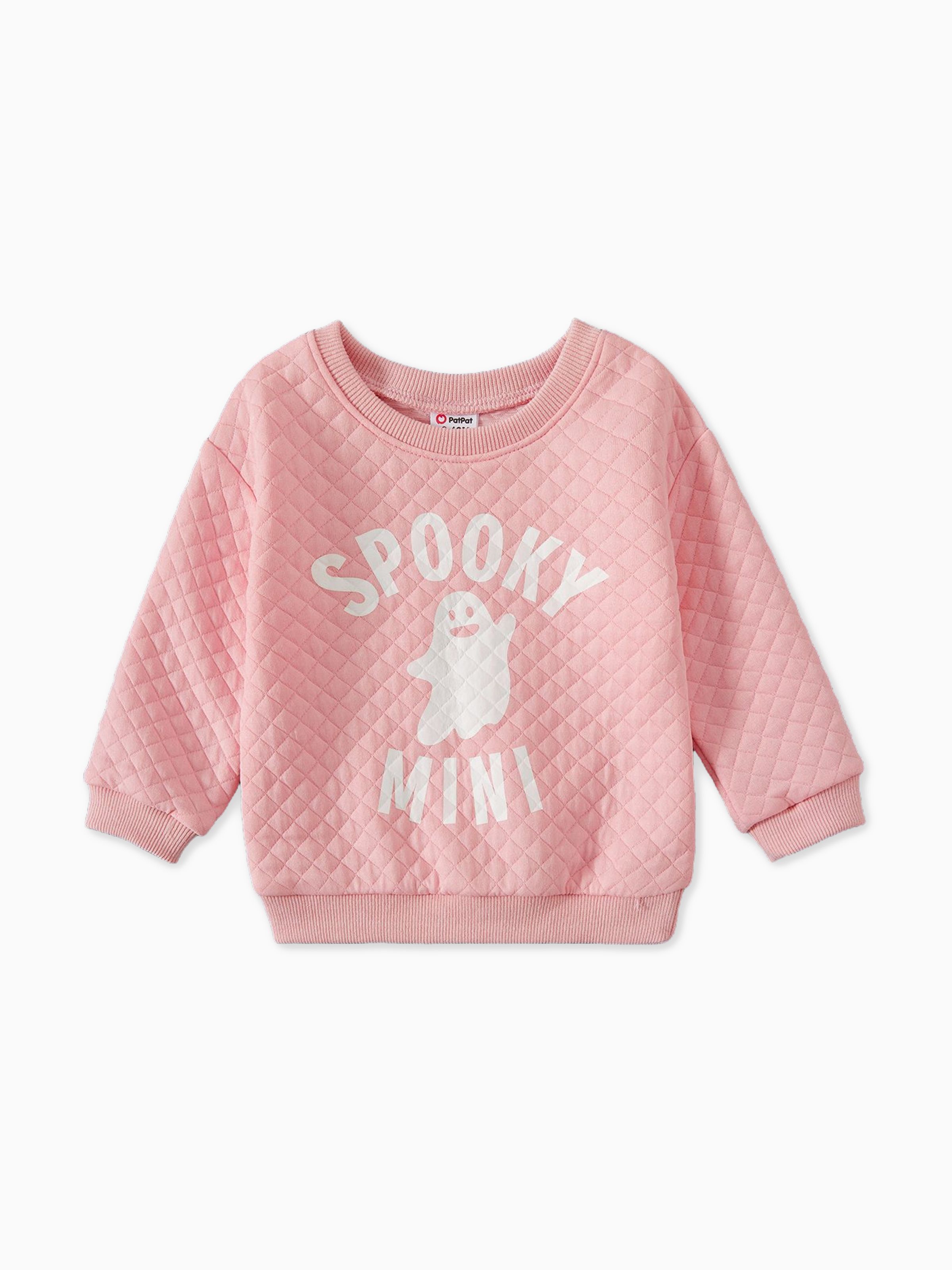 

Halloween Family Matching Glow in the Dark Pink Letter & Ghost Print Tops