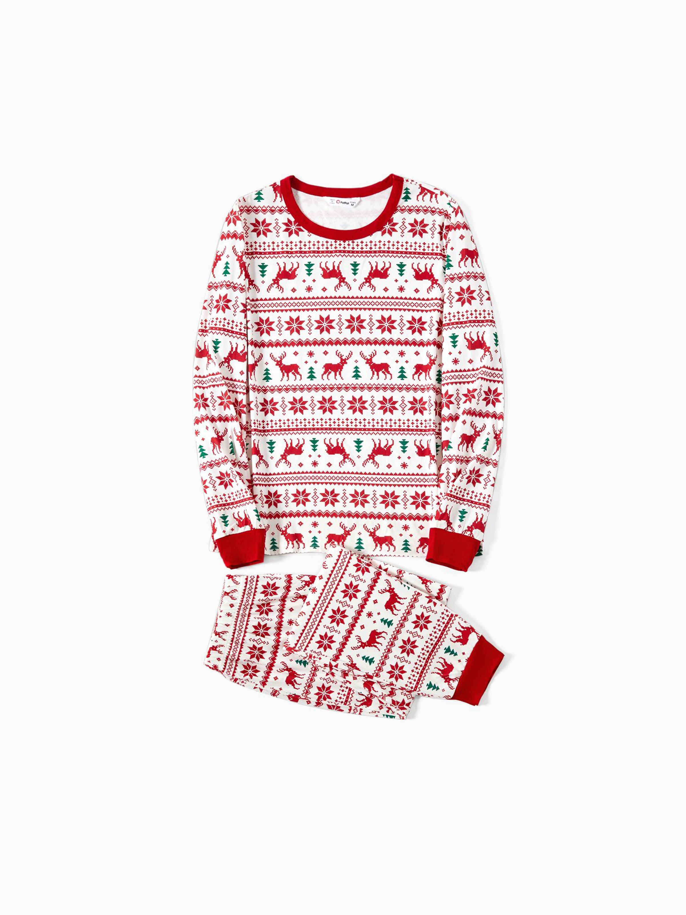 

Christmas Reindeer and Snowflake Patterned Family Matching Pajamas Sets(Flame Resistant)