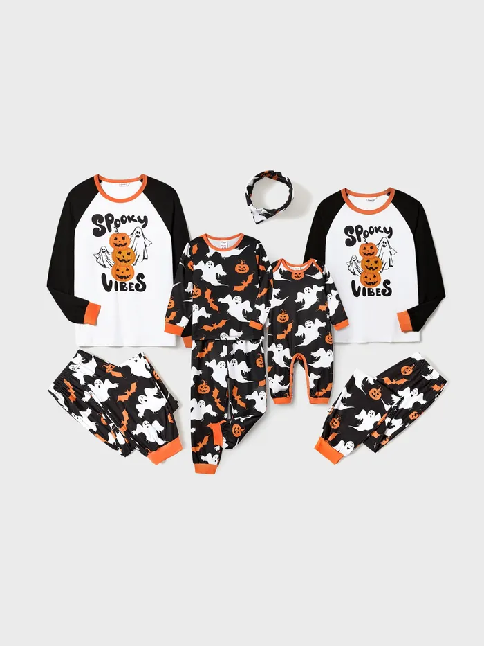 Halloween Pajamas Letter & Pumpkin Matching Pajamas Sets