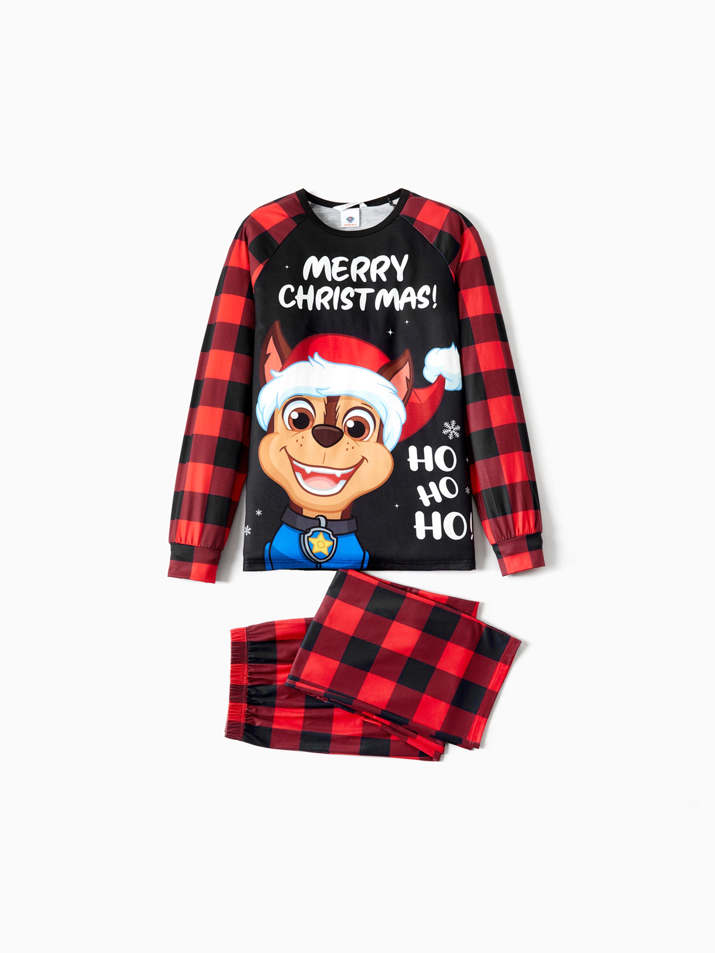 

PAW Patrol Family Matching Christmas Red Plaid Long-sleeve Cartoon Graphic Pajamas Sets (Flame Resistant)