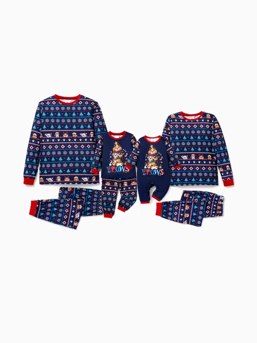 PAW Patrol Christmas Family Matching Character Allover Print Long-sleeve Pajamas Sets(Flame Resistant)