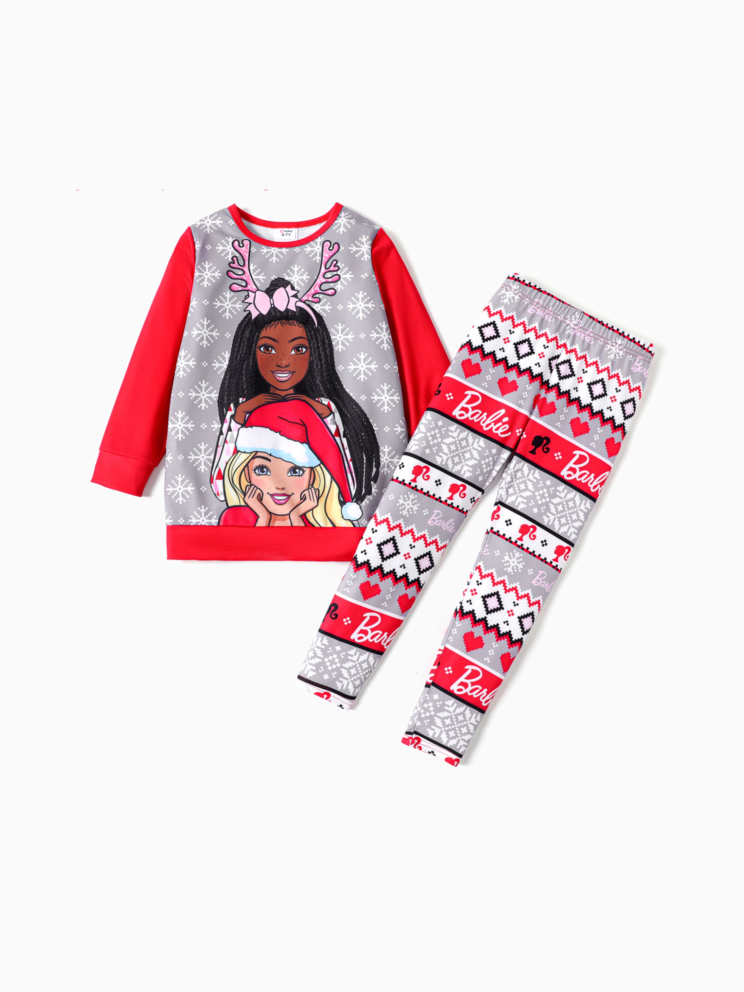 

Barbie 2pcs Kid Girl Christmas Snowflake Print Sweatshirt and Elasticized Pants Set