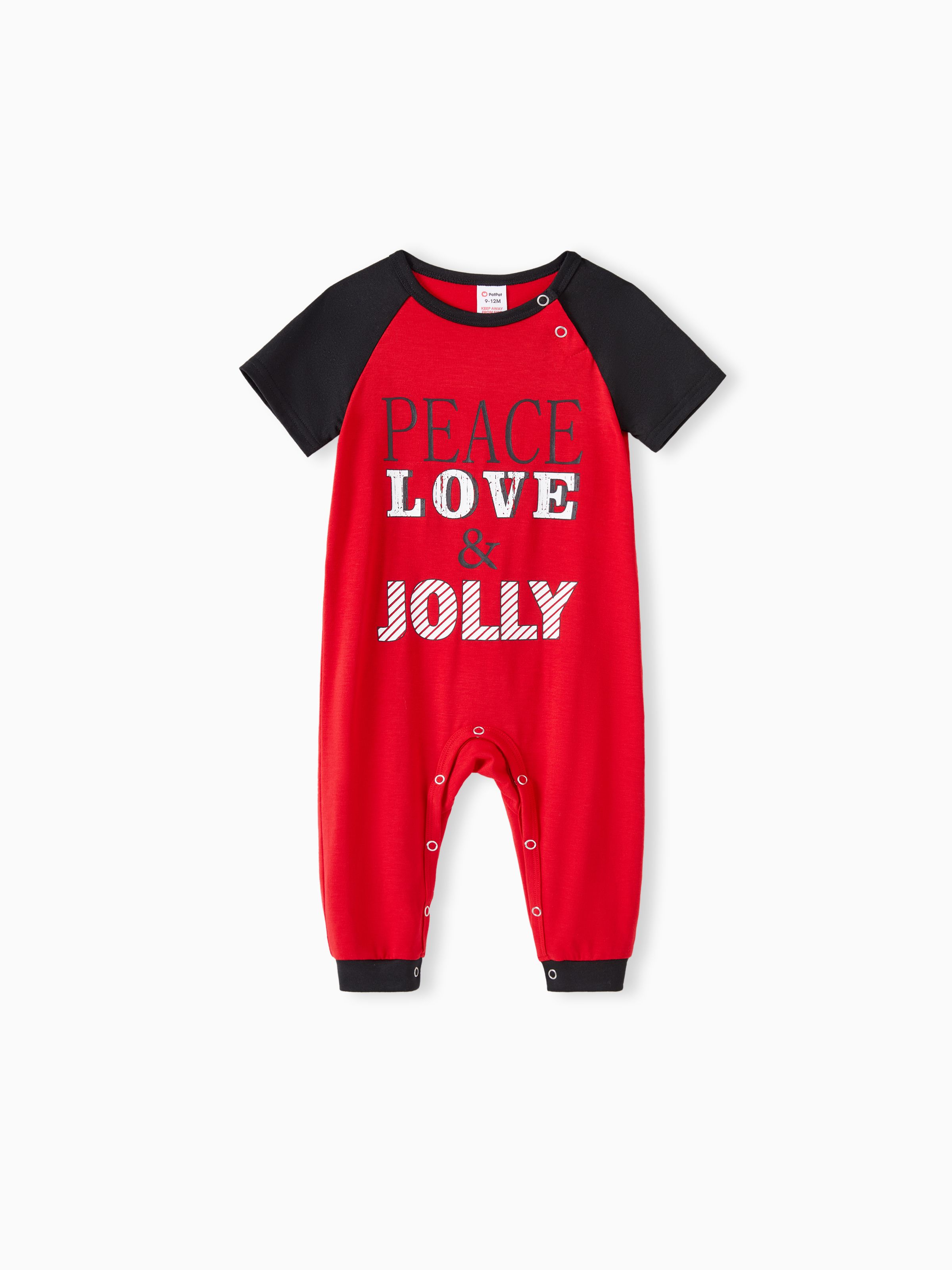 

Christmas Family Matching Short Sleeves Peace Love & Jolly Pajamas Sets with Drawstring and Pockets