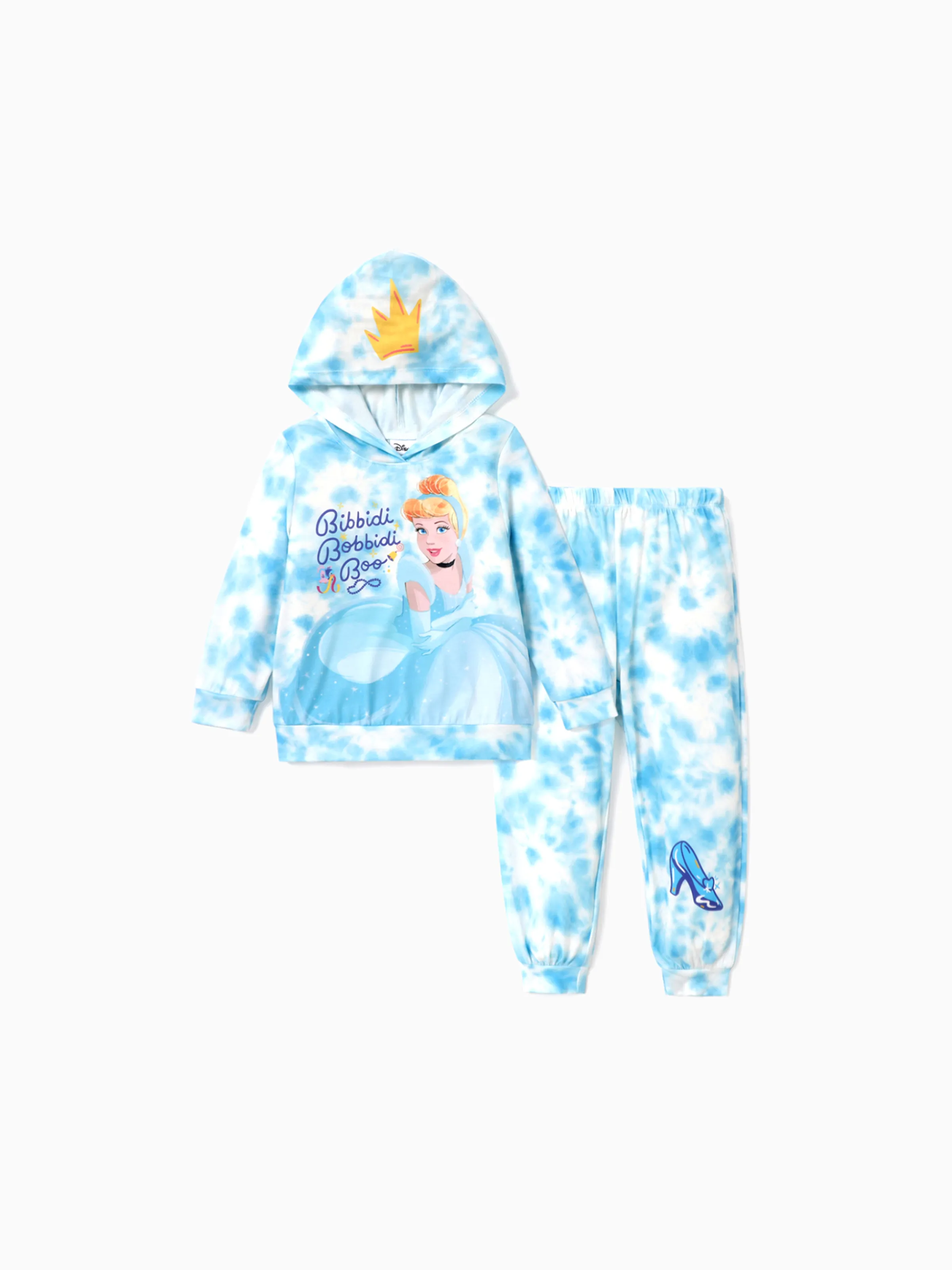 Disney Princess Toddler/Kids Girl 2pcs Character Print Long-sleeve Top and Pants Set Blue