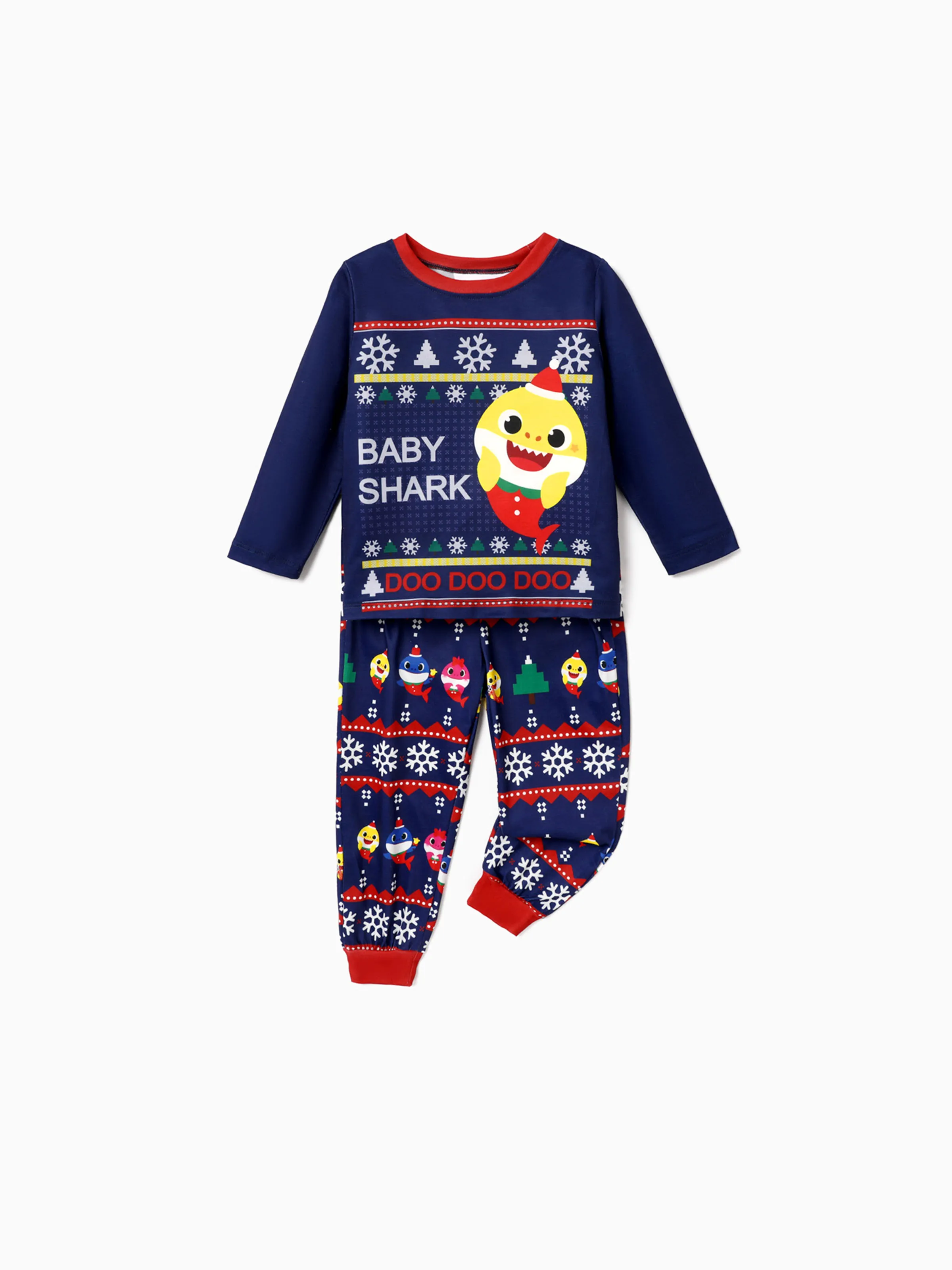 

Baby Shark Christmas Family Matching Character Print Long-sleeve Top and Pants Pajamas Sets (Flame Resistant)