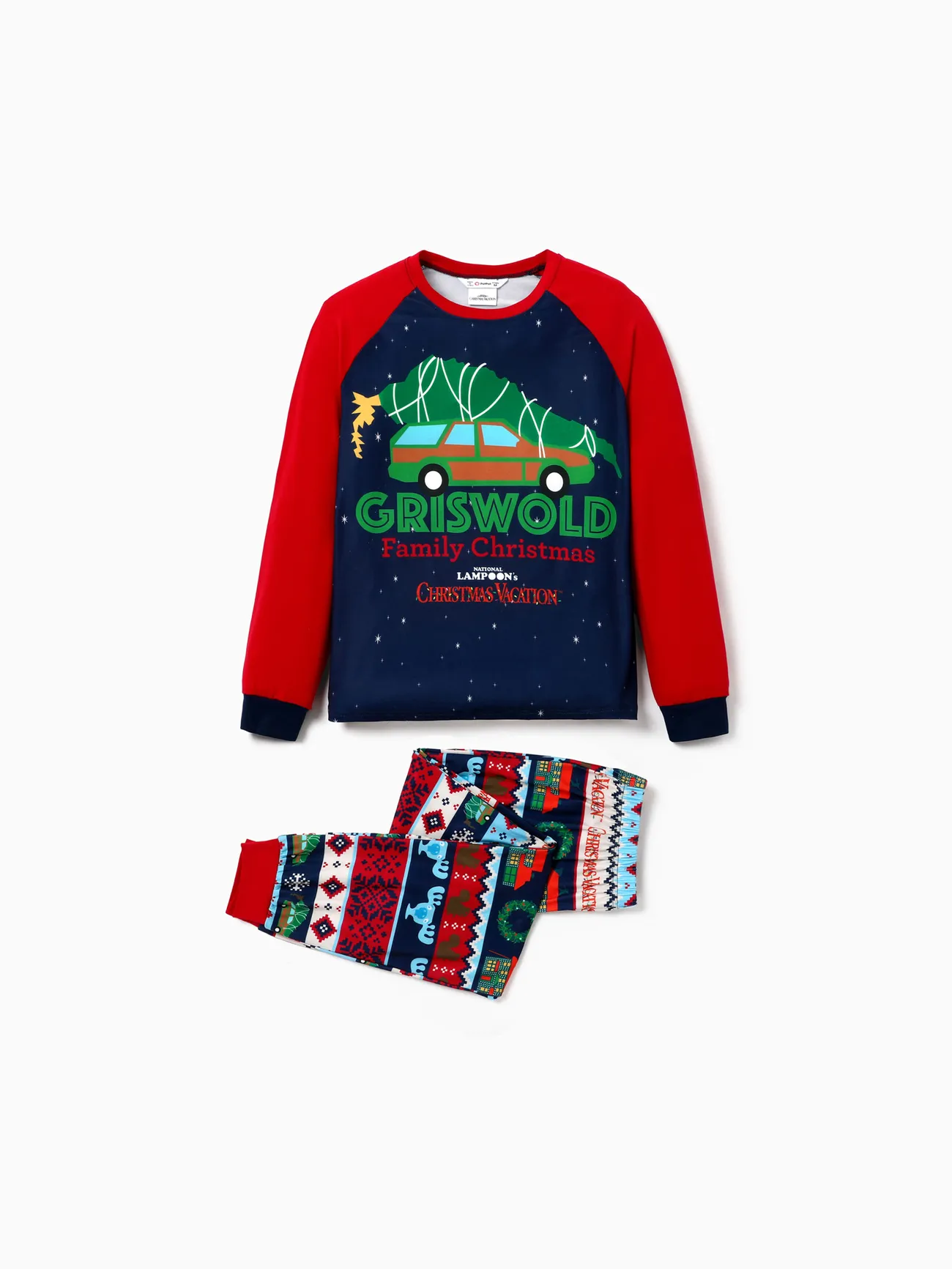 Christmas Vacation Family Matching Character Print Top and Pants Pajamas Sets(Flame Resistant)