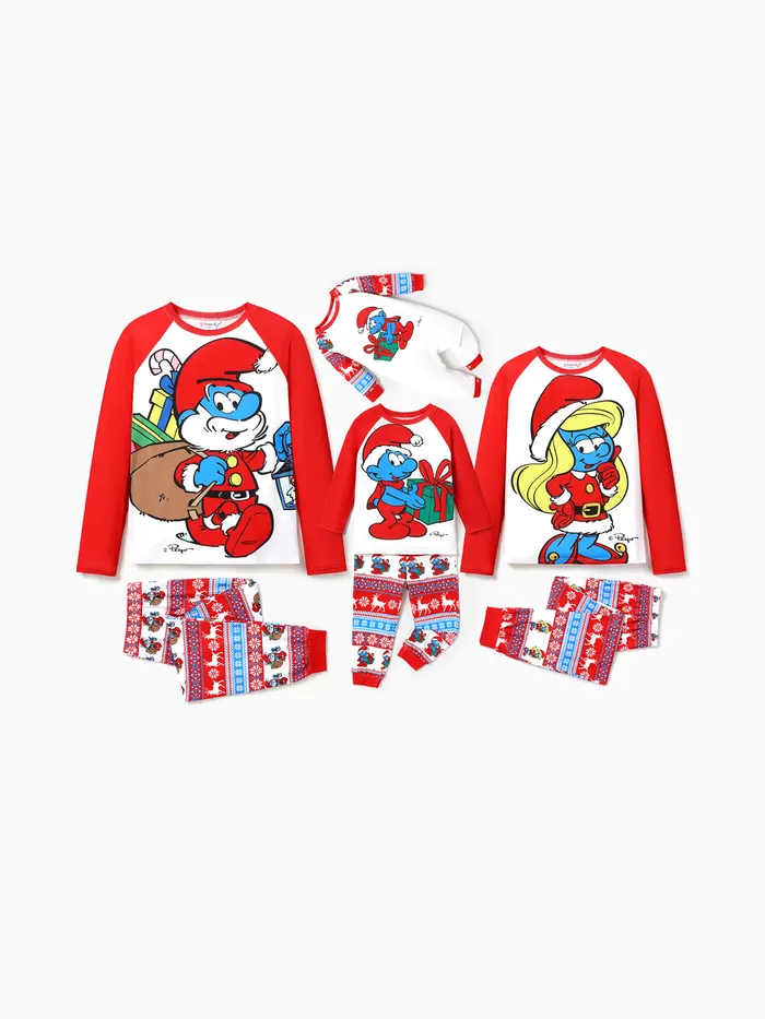 The Smurfs Family Matching Graphic Long-sleeve Pajamas(Flame Resistant)