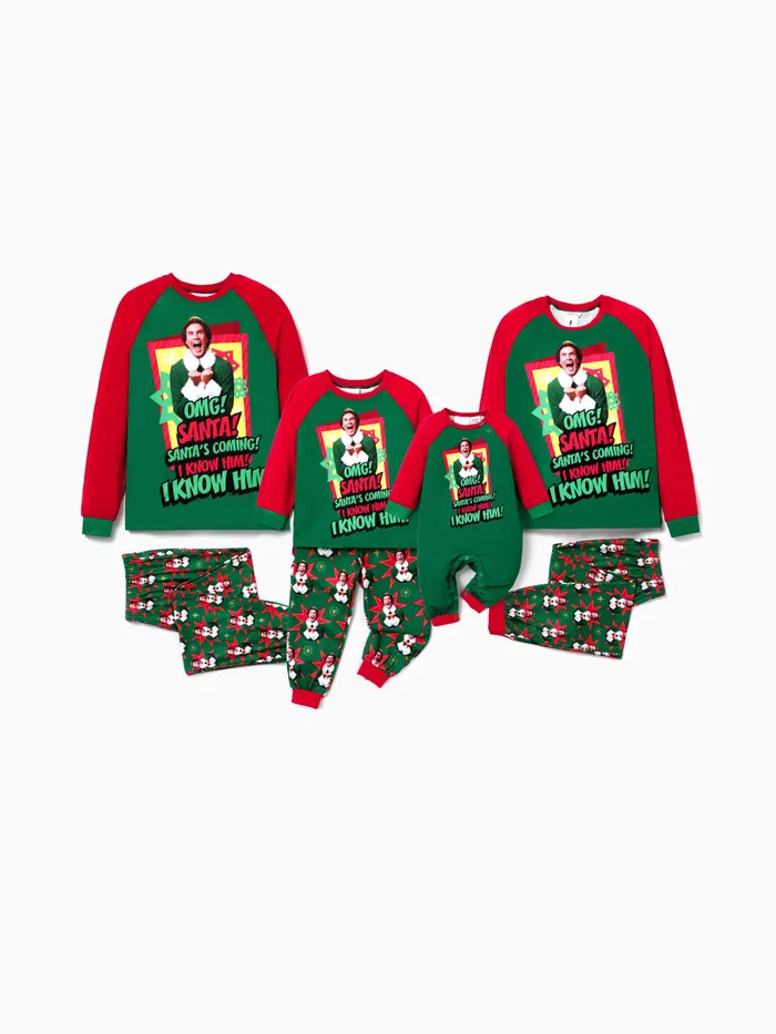 ELF Family Passende Pyjama-Sets mit Weihnachtscharakterdruck (schwer entflammbar)