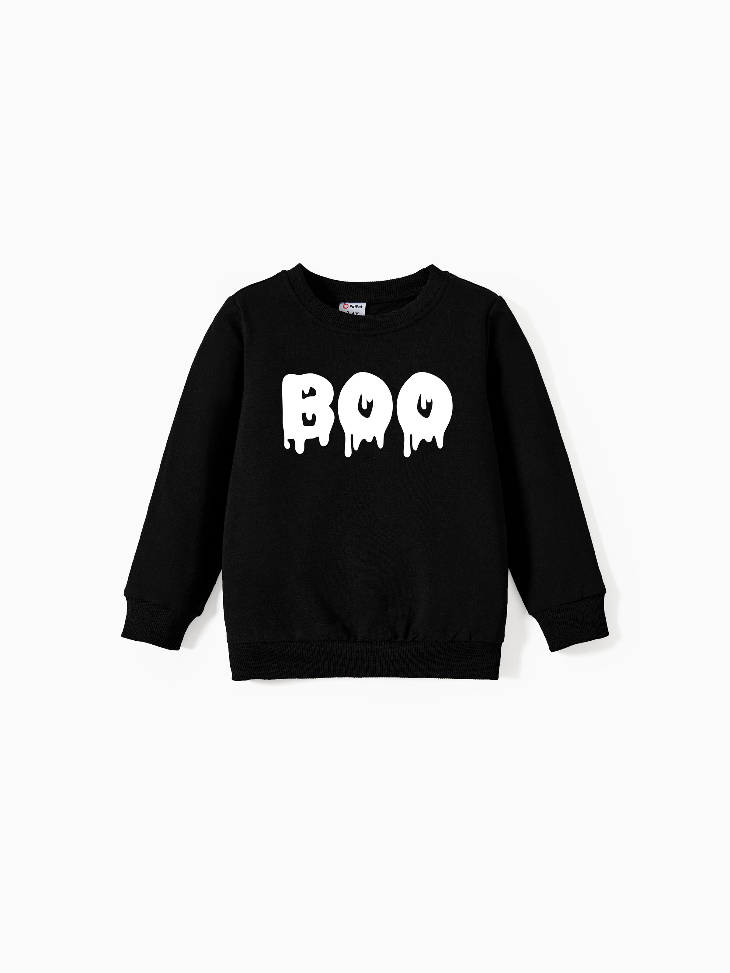 

Halloween Family Matching Fun and Quirky Slogan Cotton Long Sleeves Black Tops