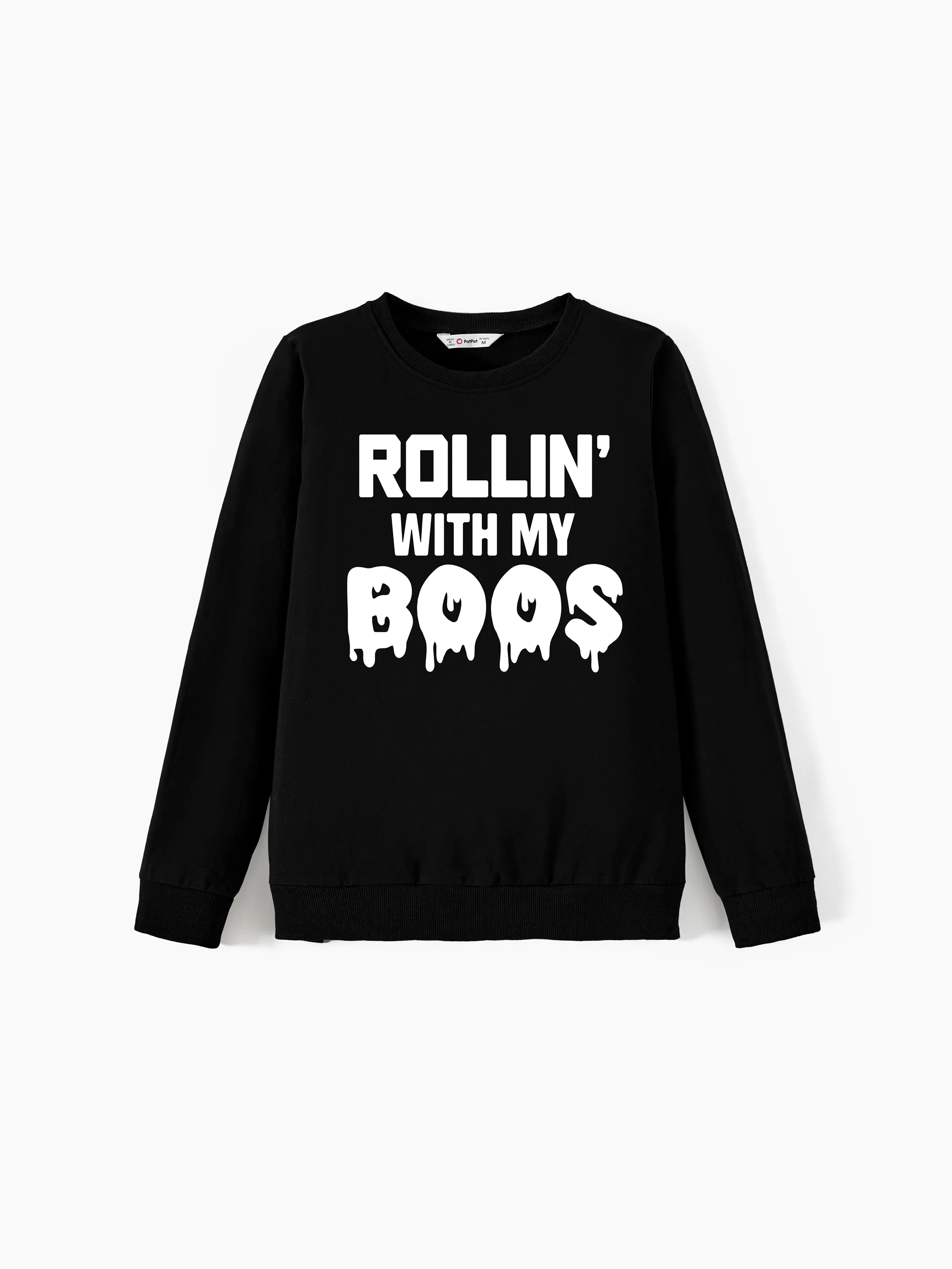 

Halloween Family Matching Fun and Quirky Slogan Cotton Long Sleeves Black Tops