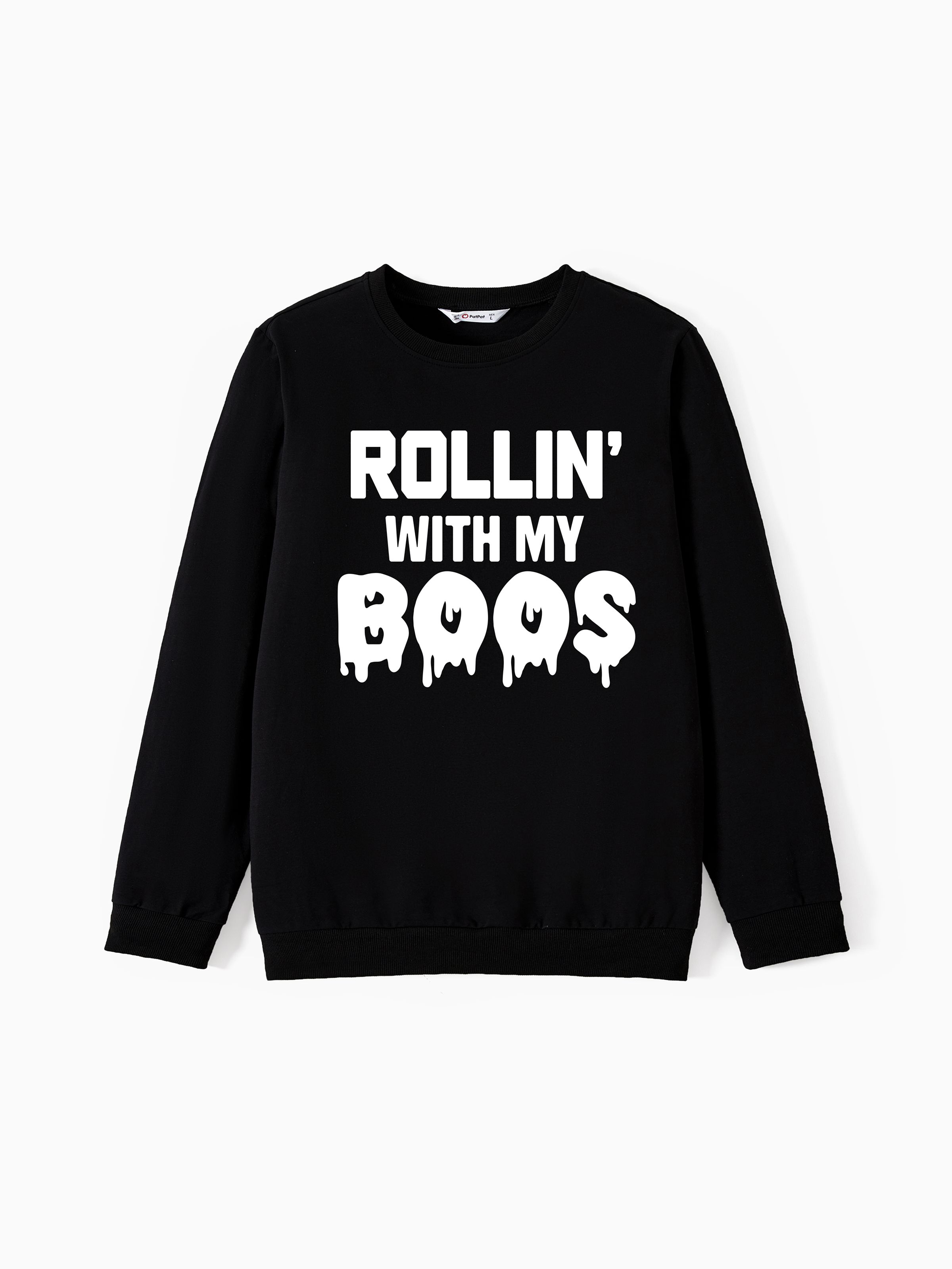 

Halloween Family Matching Fun and Quirky Slogan Cotton Long Sleeves Black Tops