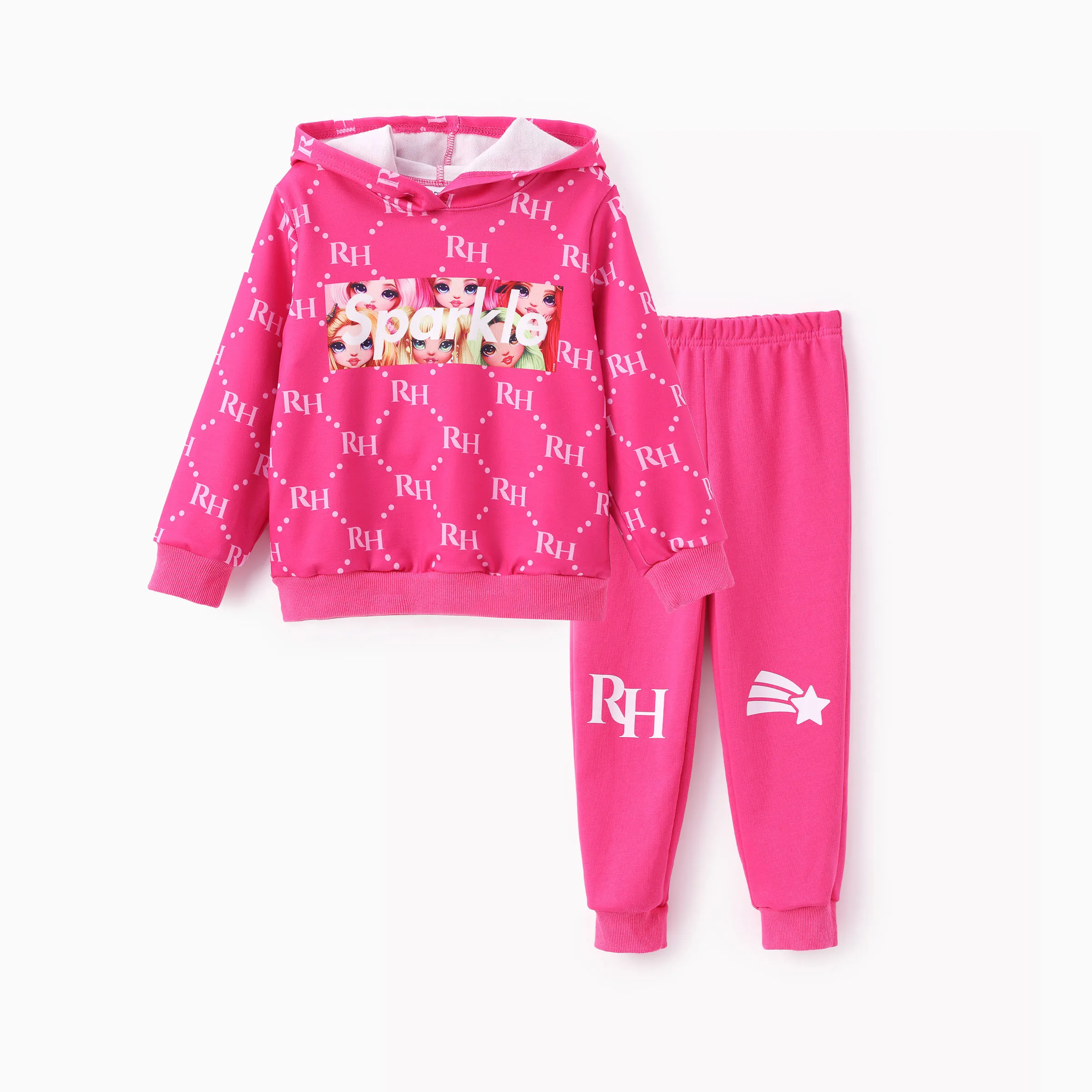 Rainbow High 2 unidades Chica Con capucha Informal Conjuntos Roseo