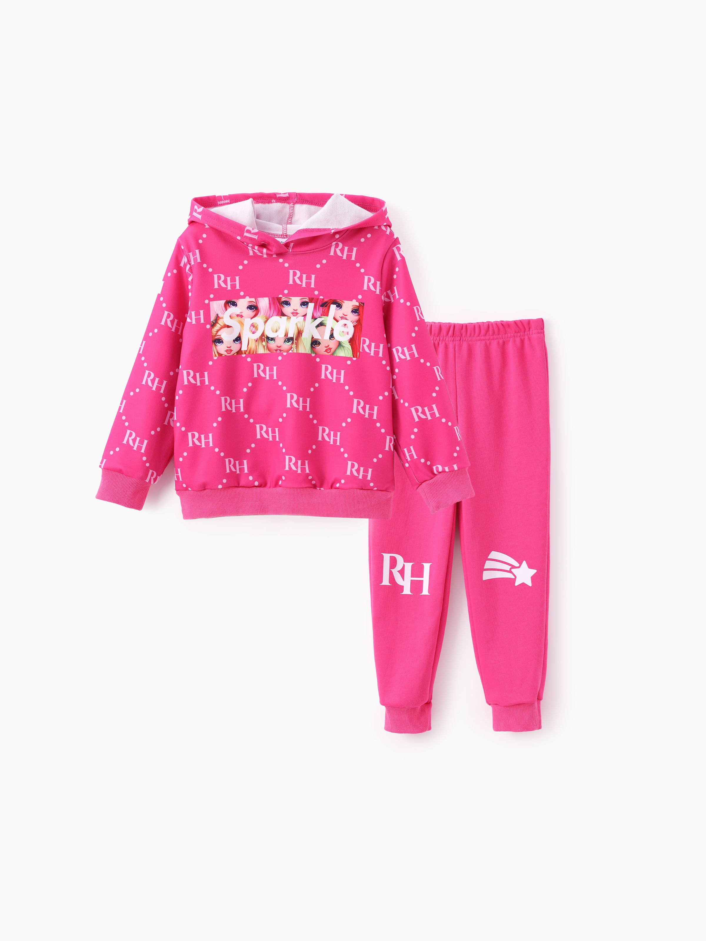 

Rainbow High Toddler/Kid Girl 2pcs All-over Hoodie Sweatshirt and Pants Set