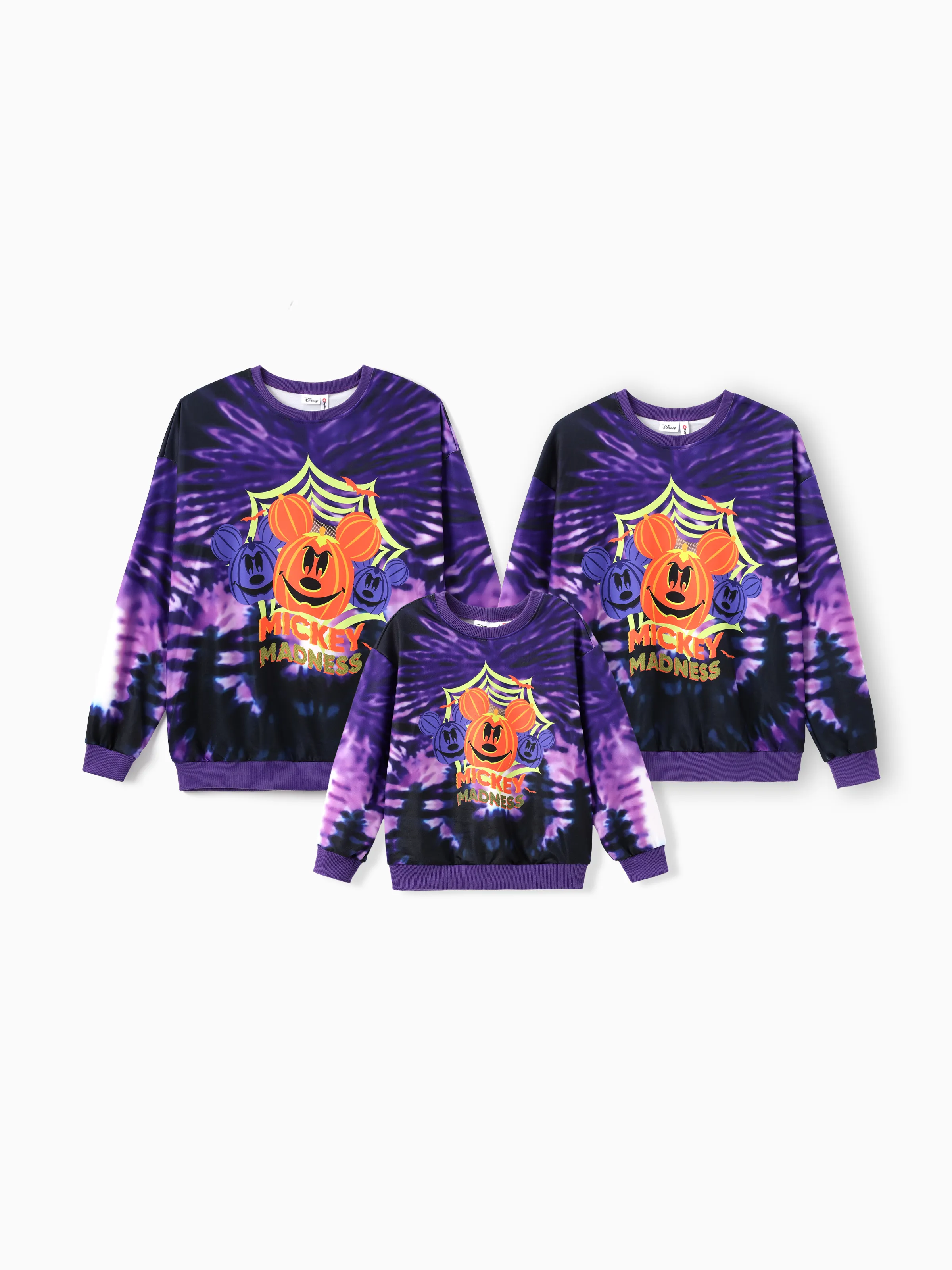 Disney Mickey and Friends Family Matching Halloween Tye-die Spider Pumpkin Sweatshirt