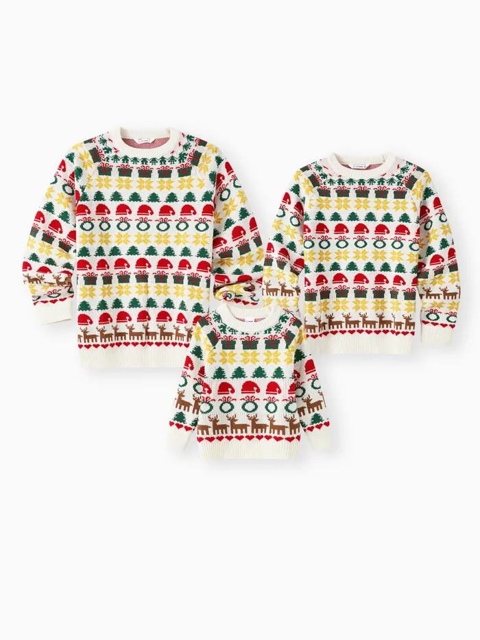 Famiglia di Natale Abbinato Allover Christmas Pattern Maglione a maniche lunghe 