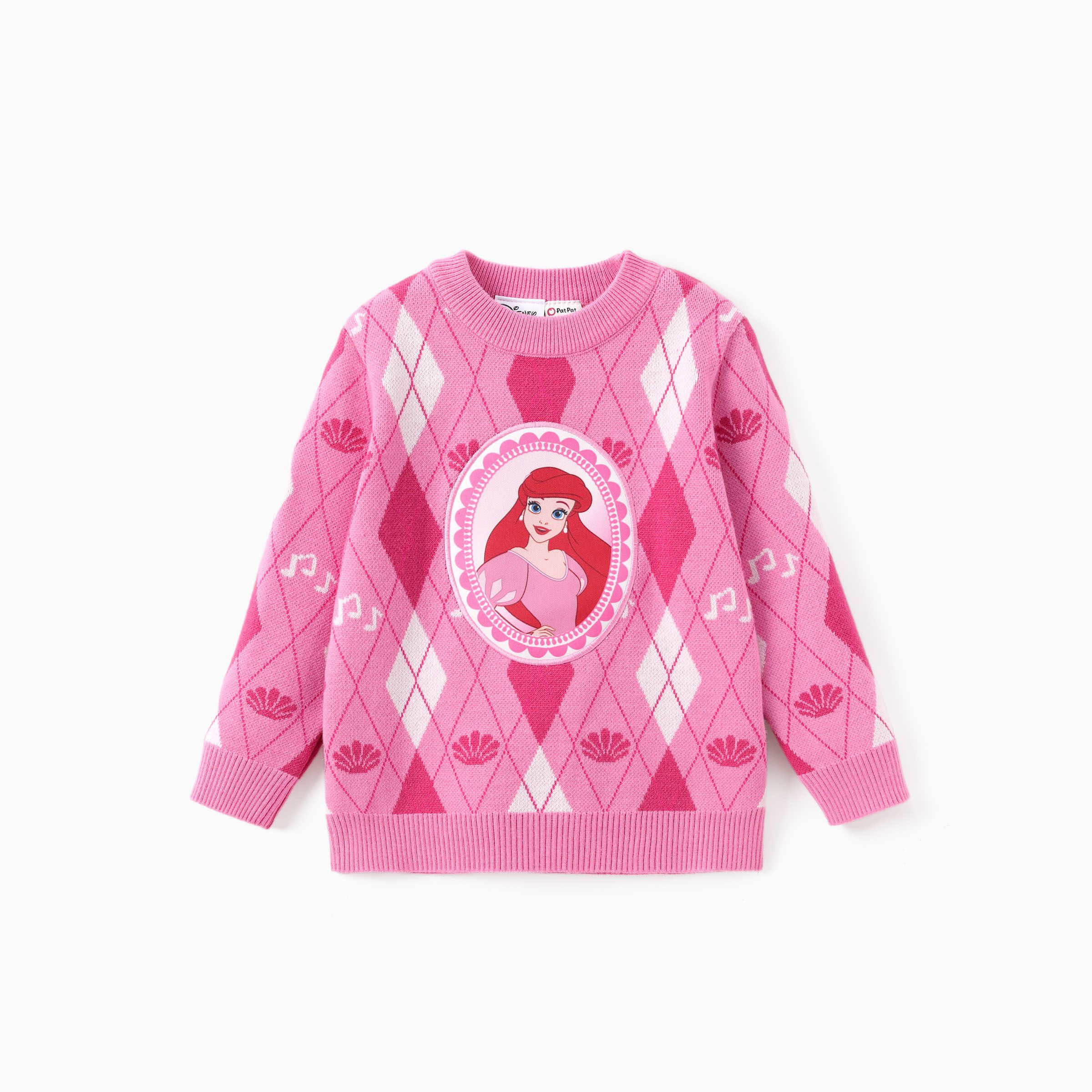 

Disney Princess Toddler Girl 1pc Moana Ariel Rapunzel Cinderella Rhombus Pullover Sweater