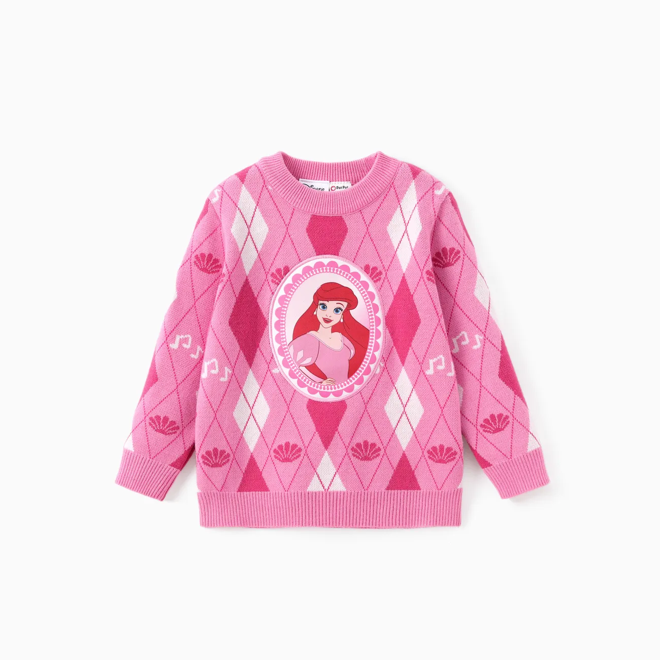 Disney Princess Toddler Girl 1pc Moana Ariel Rapunzel Cinderella Rhombus Pullover Sweater