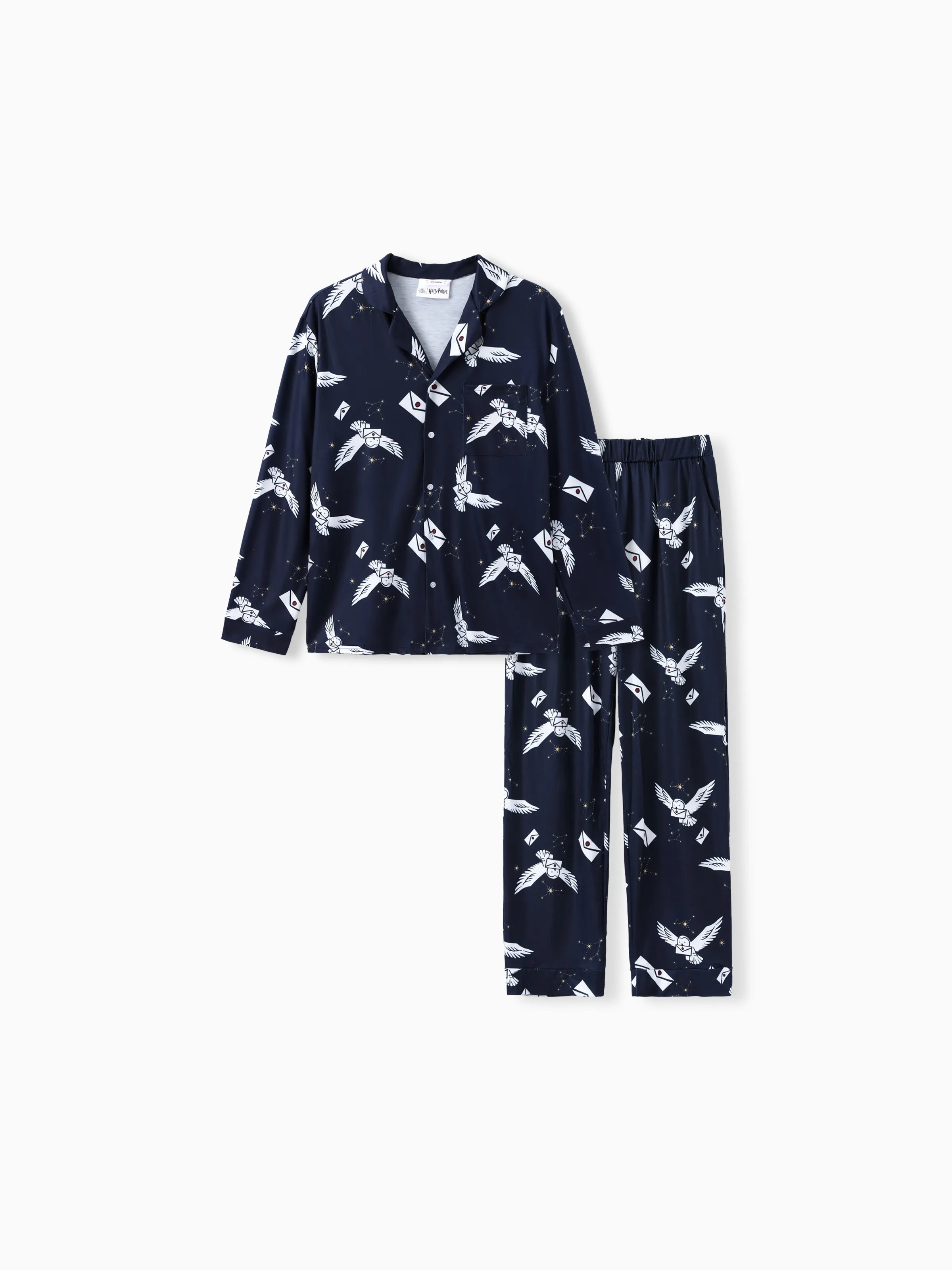 

Harry Potter Family Matching 2pcs Christmas Owl Pattern Lapel Long-sleeve Pajamas Set (Flame Resistant)