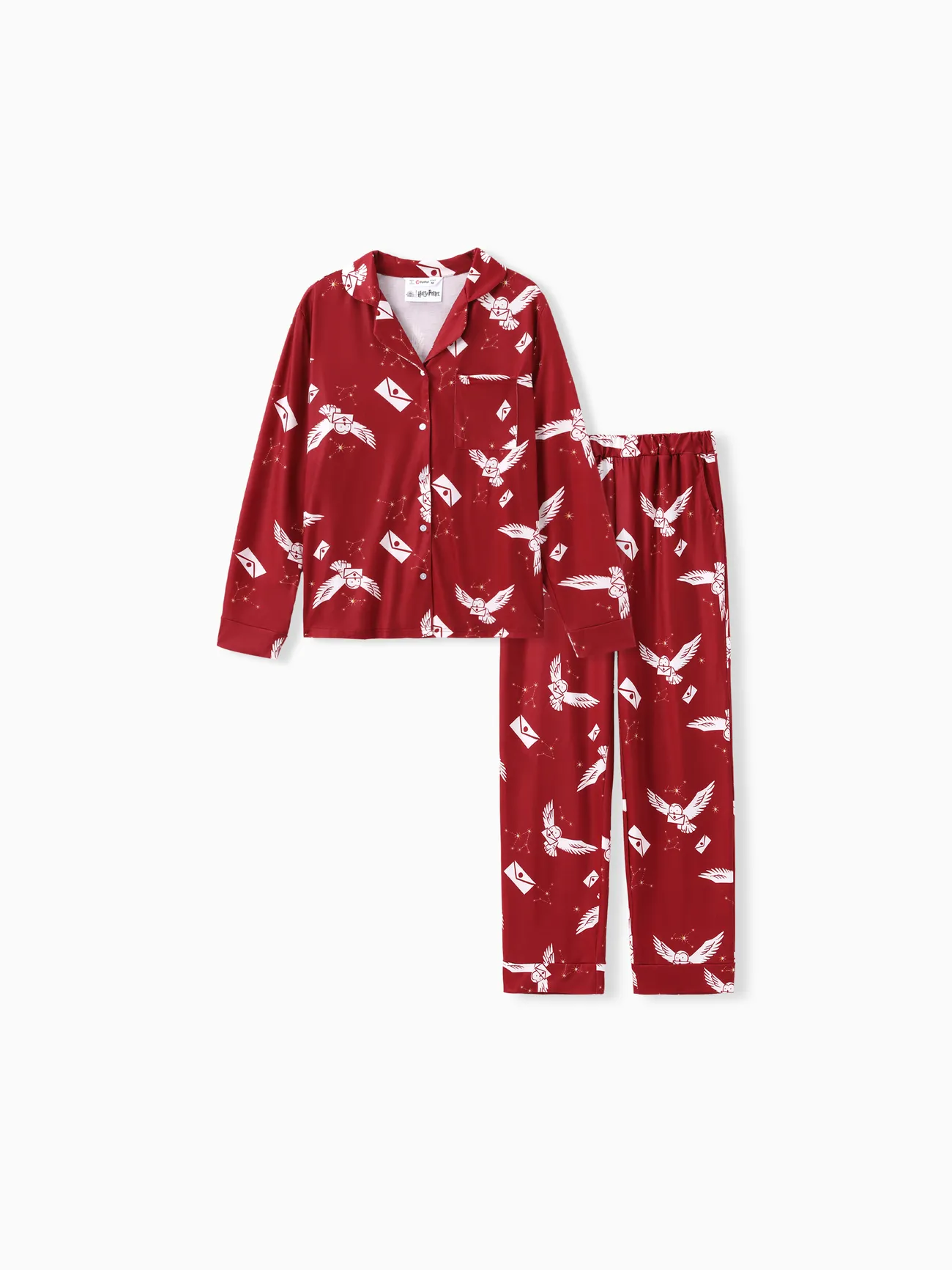 

Harry Potter Family Matching 2pcs Christmas Owl Pattern Lapel Long-sleeve Pajamas Set (Flame Resistant)