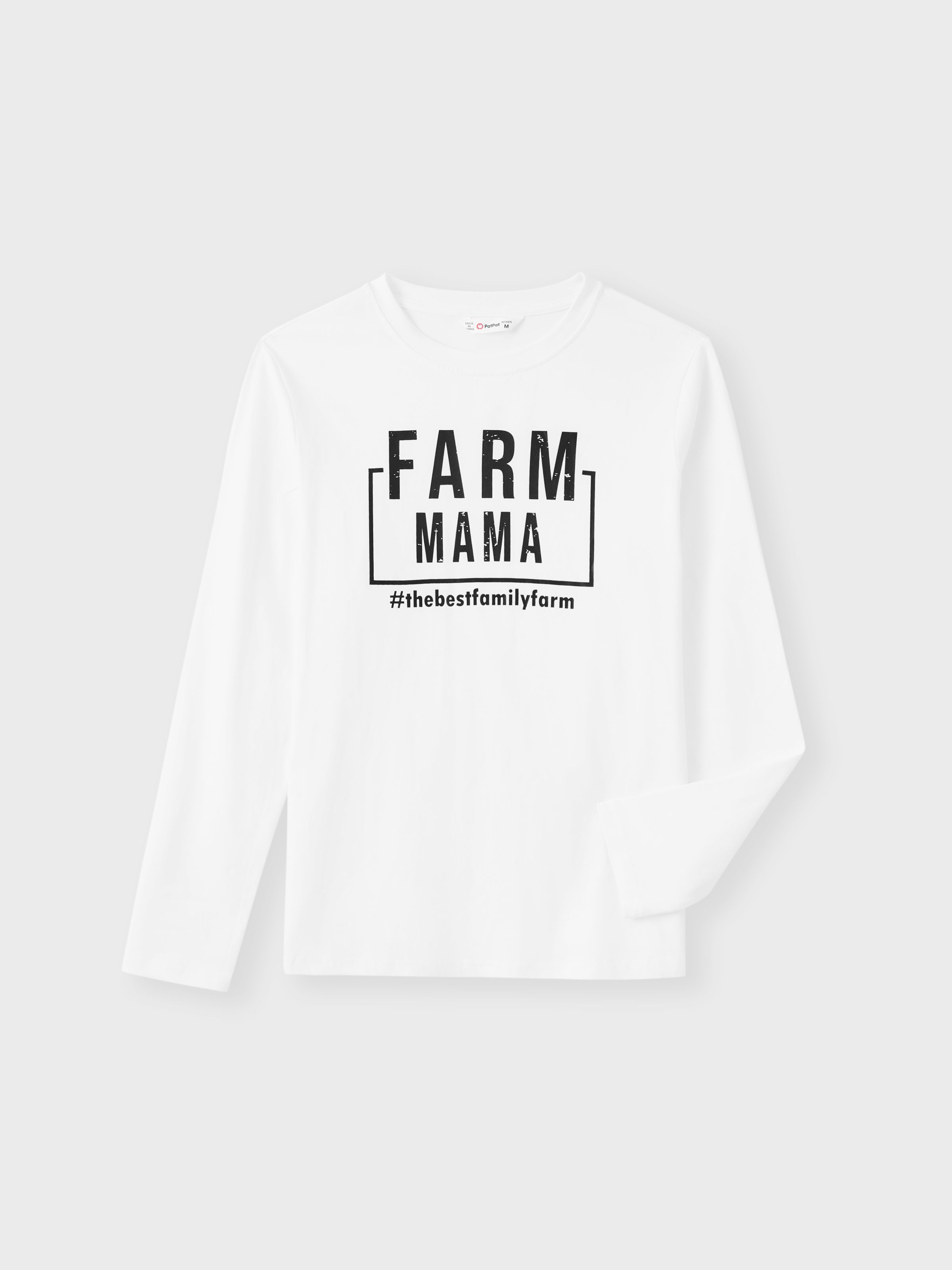 

Family Farm Matching Long Sleeves Cotton Round Neck Solid Color Tops