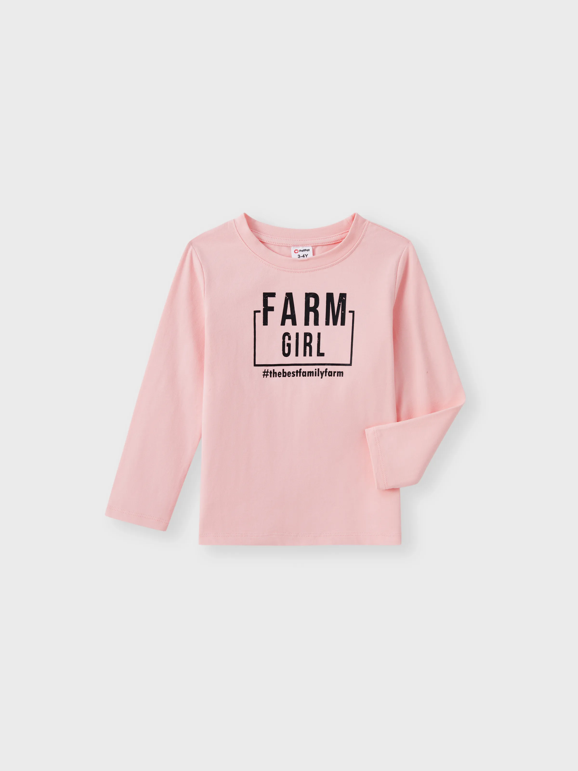 

Family Farm Matching Long Sleeves Cotton Round Neck Solid Color Tops