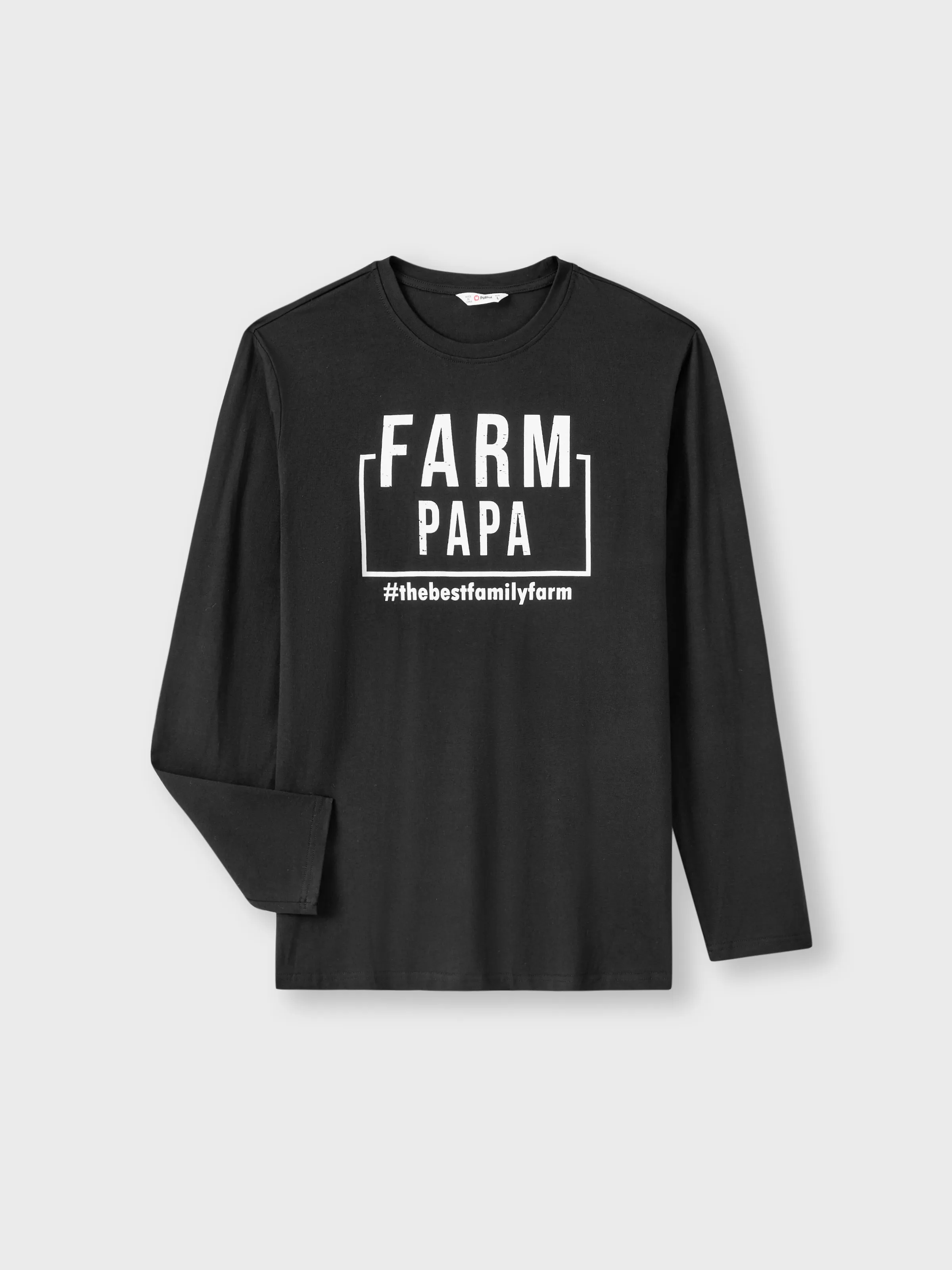 

Family Farm Matching Long Sleeves Cotton Round Neck Solid Color Tops