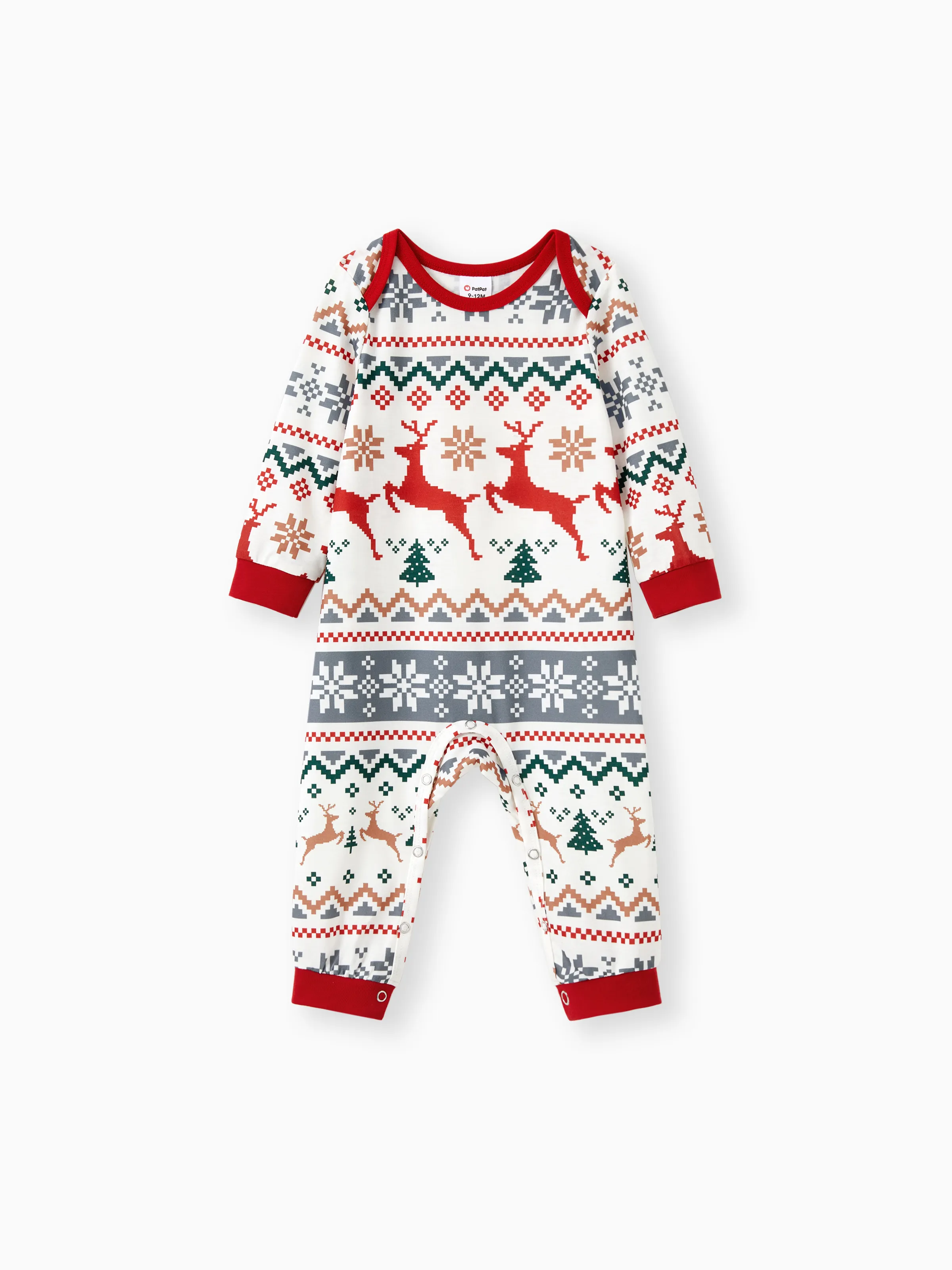 

Christmas Pajamas Matching Outfits Raglan Sleeves Cartoon Reindeer Graphic Allover Pattern Pants PJs Sets