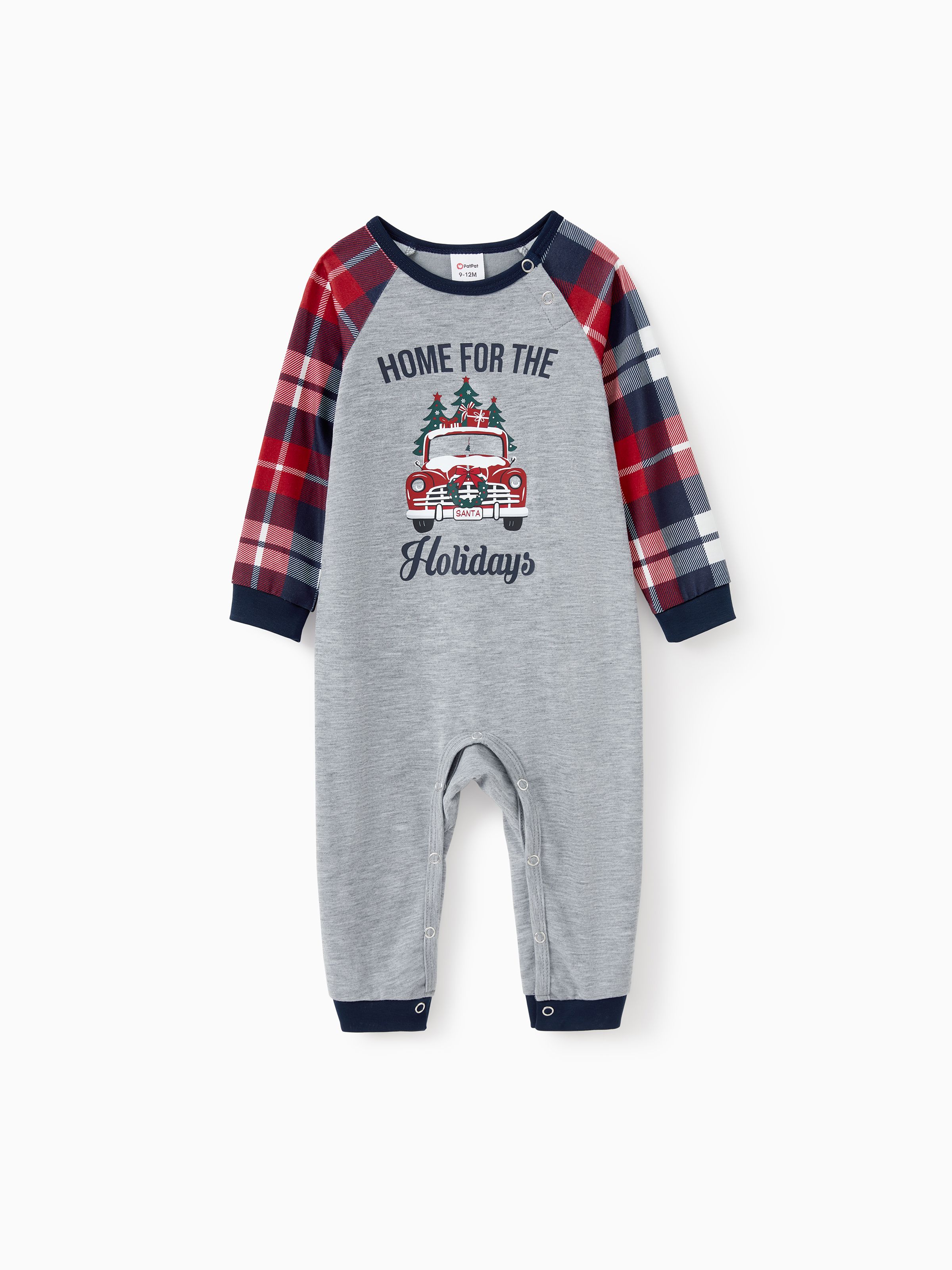 

Christmas Family Raglan Sleeves Christmas Tree Delivery Truck Graphic Plaid Pants Pajamas Sets with Drawstring and Pockets ( Flame Resistant )