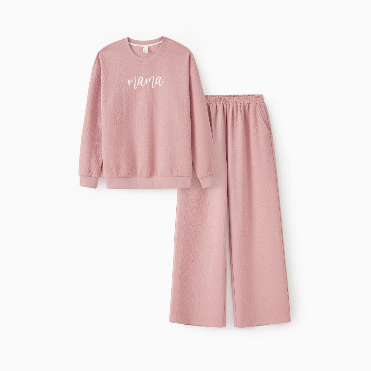 Pink Co-ord Sets Mommy and Me Outfits Jacquard Material (Pockets)