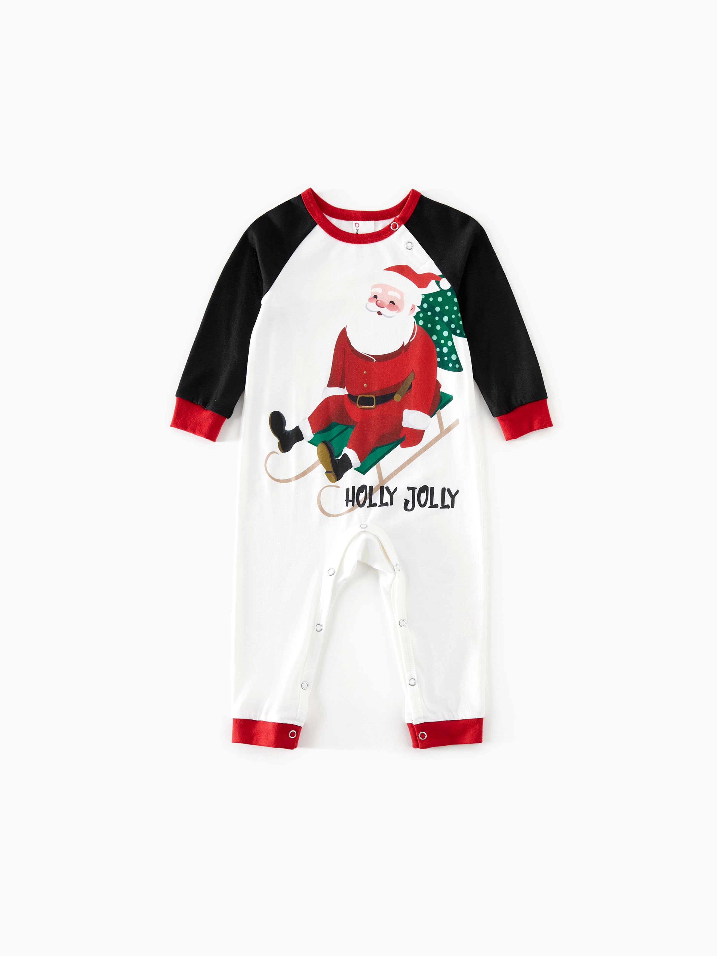 

Christmas Family Raglan Sleeves Funny Santa Graphic Plaid Pants Pajamas Sets with Drawstring and Pockets