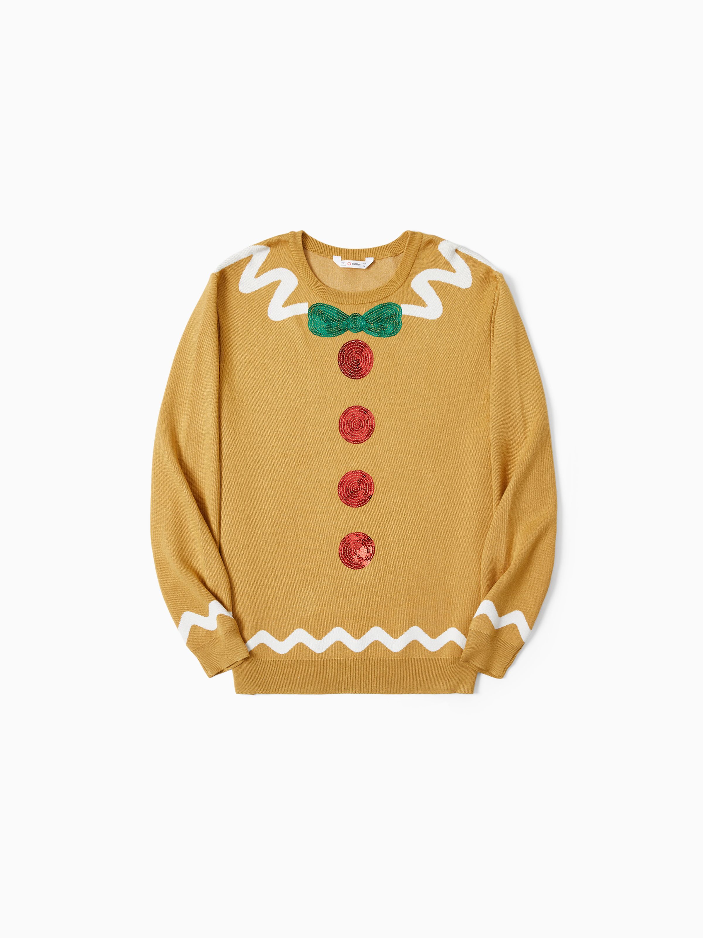 

Christmas Family Matching Whimsical Gingerbread Man Sequin Embellishment Knitwear Sweater