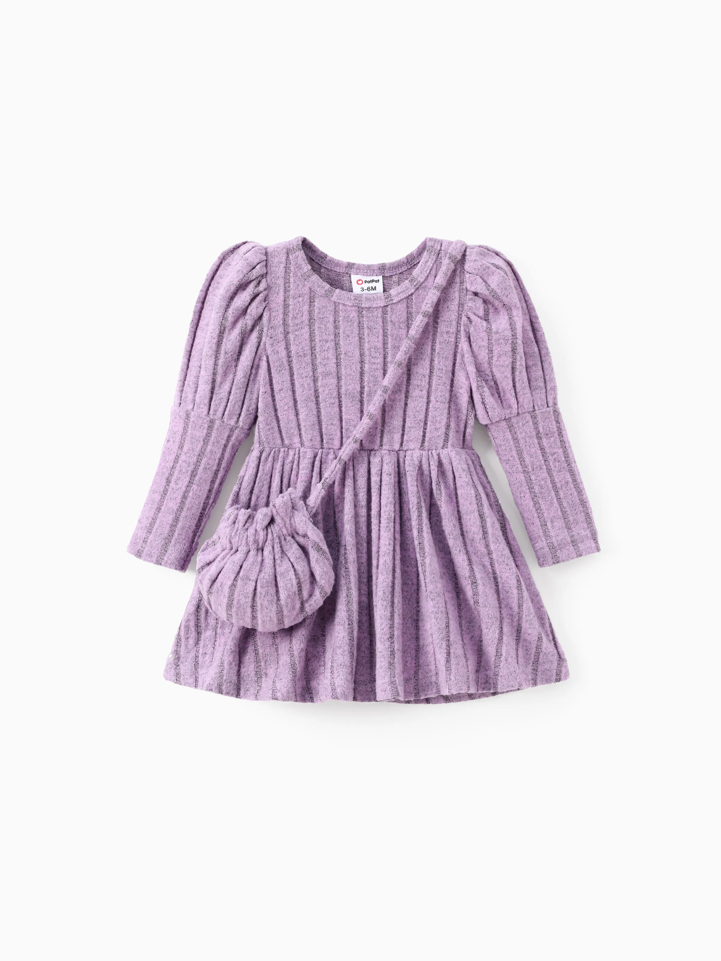 

Baby Girl 2pcs Puff-sleeve Dress with Bag