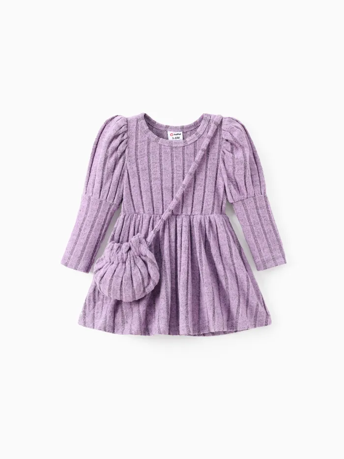 Baby Girl 2pcs Puff-sleeve Dress with Bag