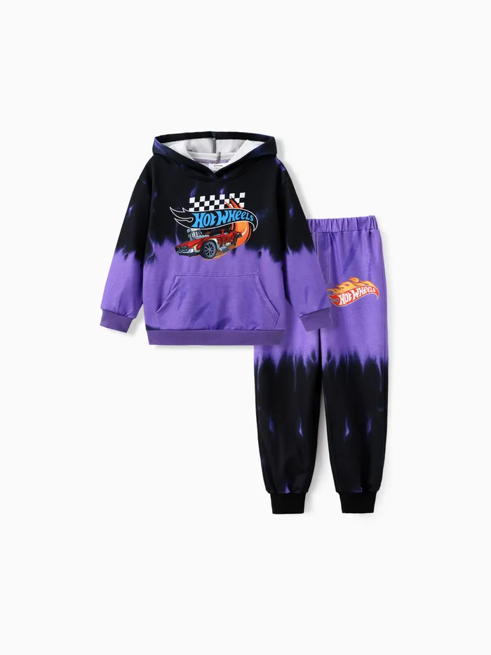 Hot Wheel Kid Boy 2pcs Race Car Tye-die Hoodie And Pants Set 