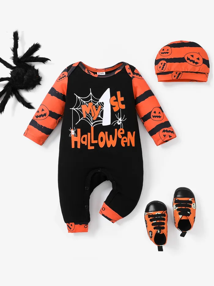 Halloween Baby Boy/Girl Naia™ Letter Jumpsuit with Hat