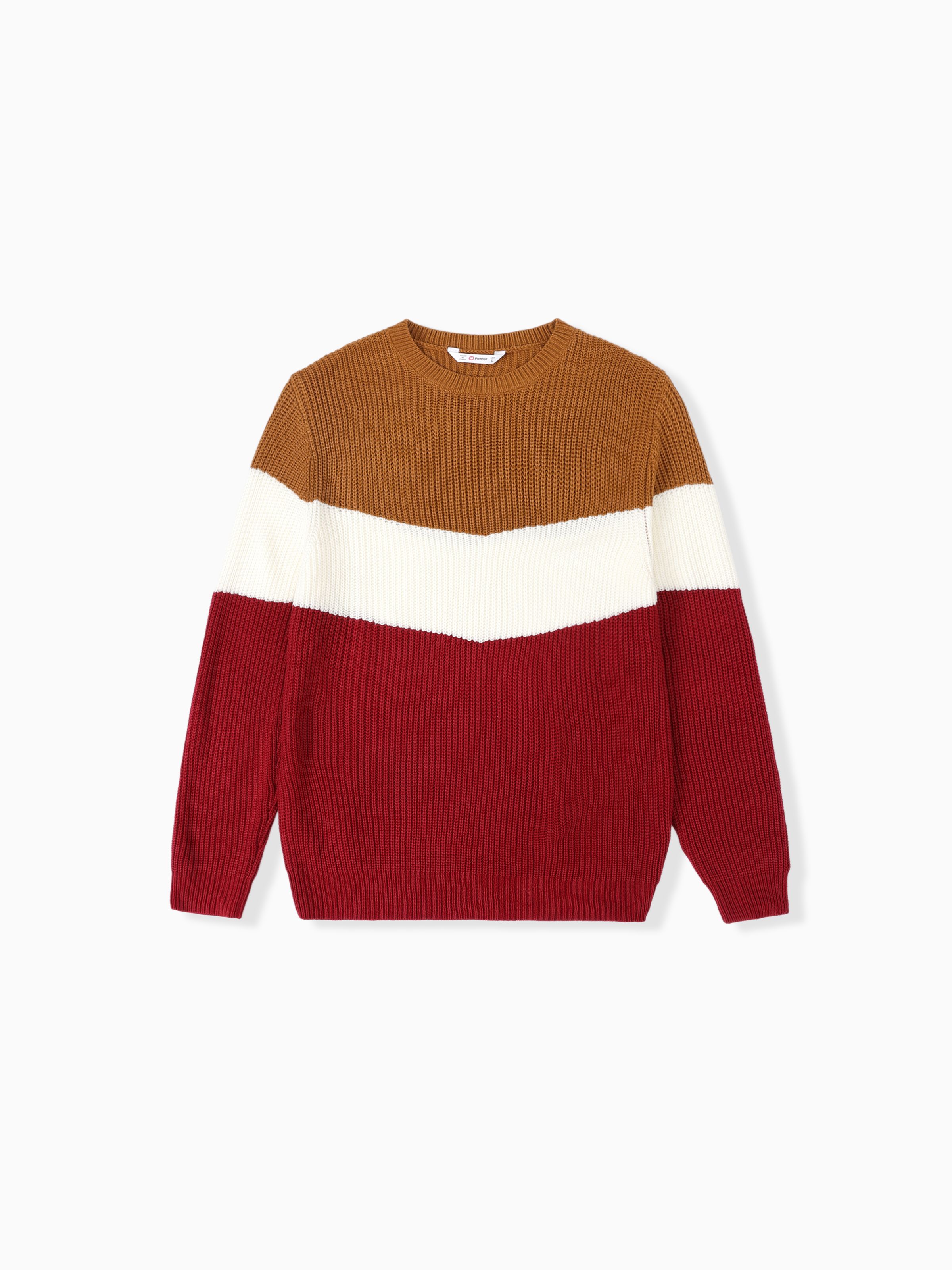 

Family Matching Long Sleeves Three-Color Block Knitwear Sweater