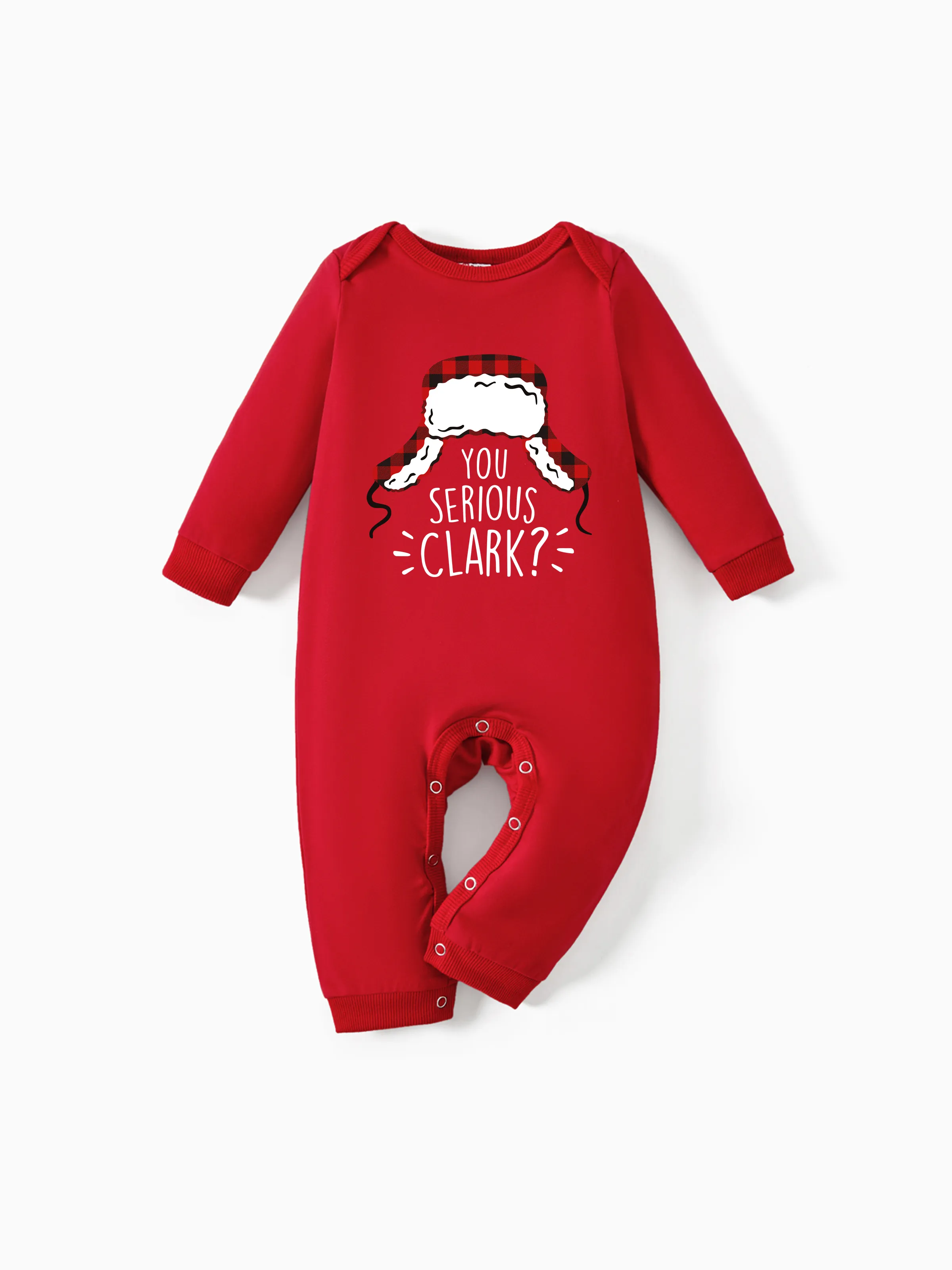 

Christmas Family Matching Cotton Long Sleeves Red You Serious Clark Tops