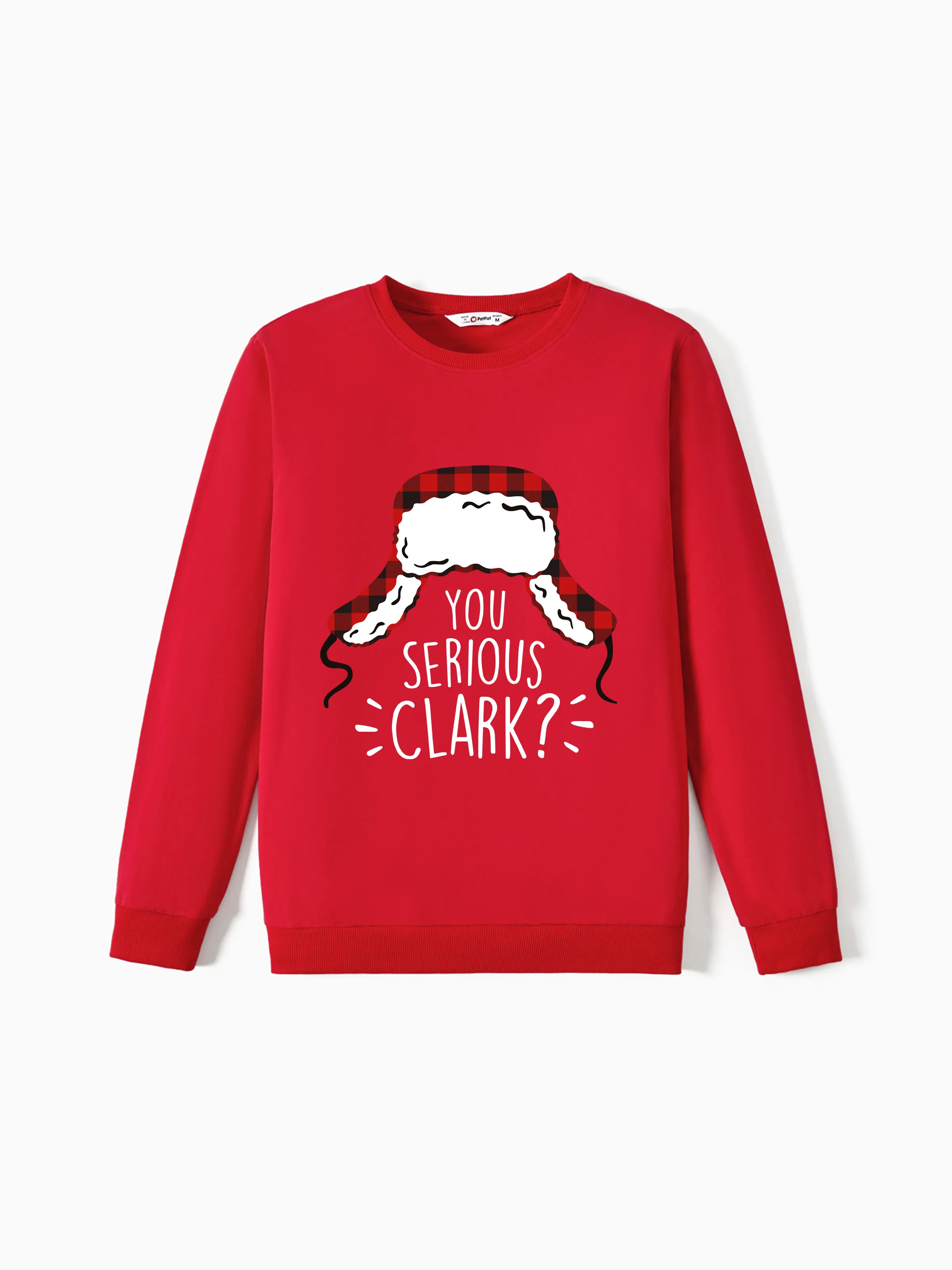 

Christmas Family Matching Cotton Long Sleeves Red You Serious Clark Tops