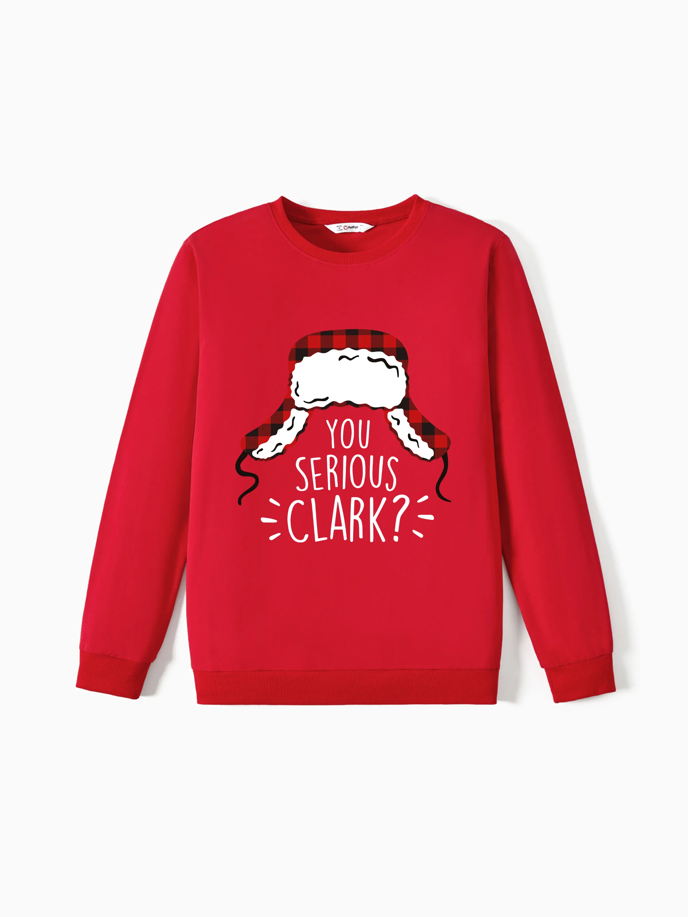 

Christmas Family Matching Cotton Long Sleeves Red You Serious Clark Tops