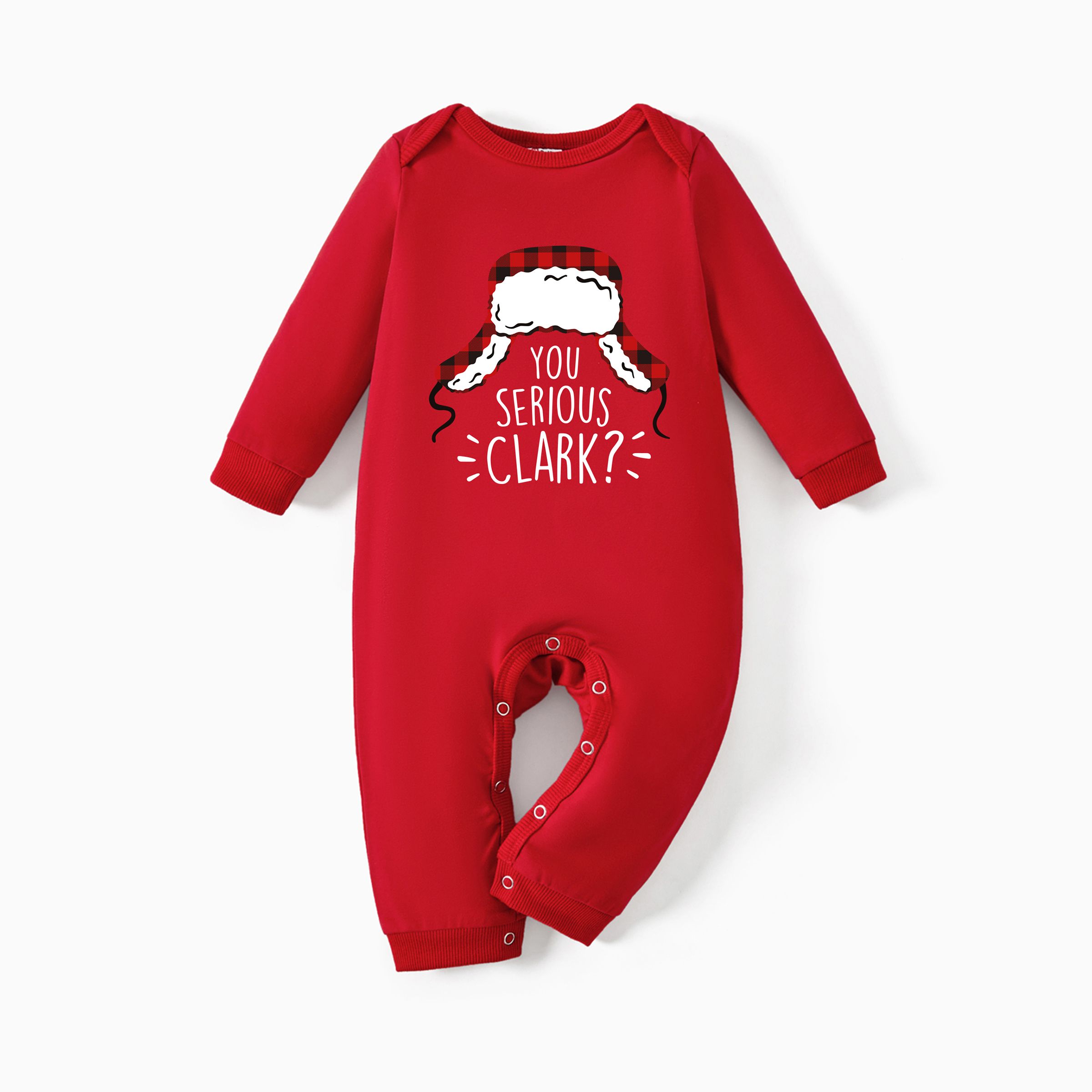 

Christmas Family Matching Cotton Long Sleeves Red You Serious Clark Tops