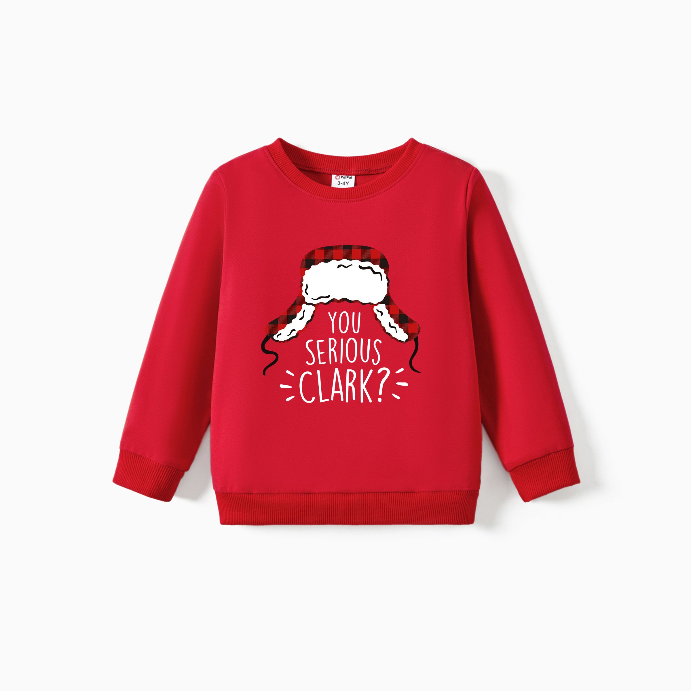 

Christmas Family Matching Cotton Long Sleeves Red You Serious Clark Tops