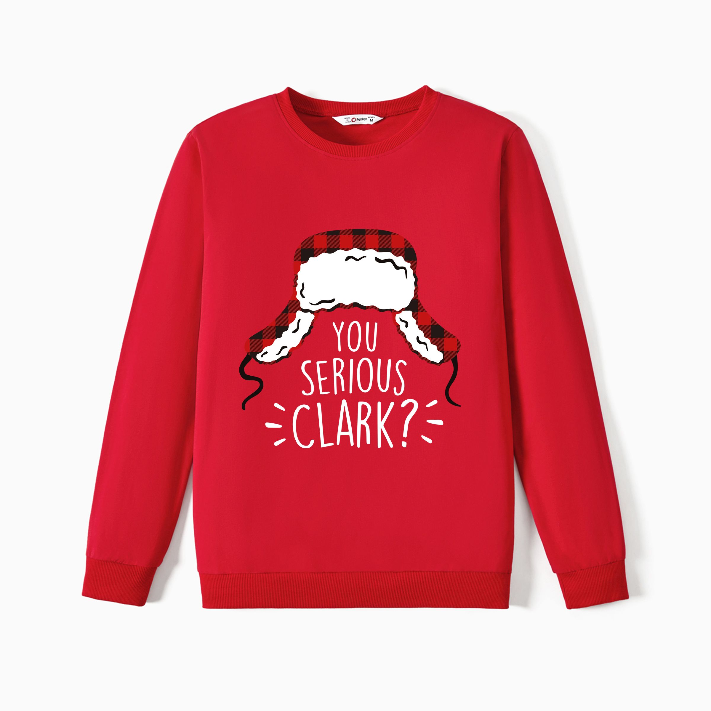 

Christmas Family Matching Cotton Long Sleeves Red You Serious Clark Tops