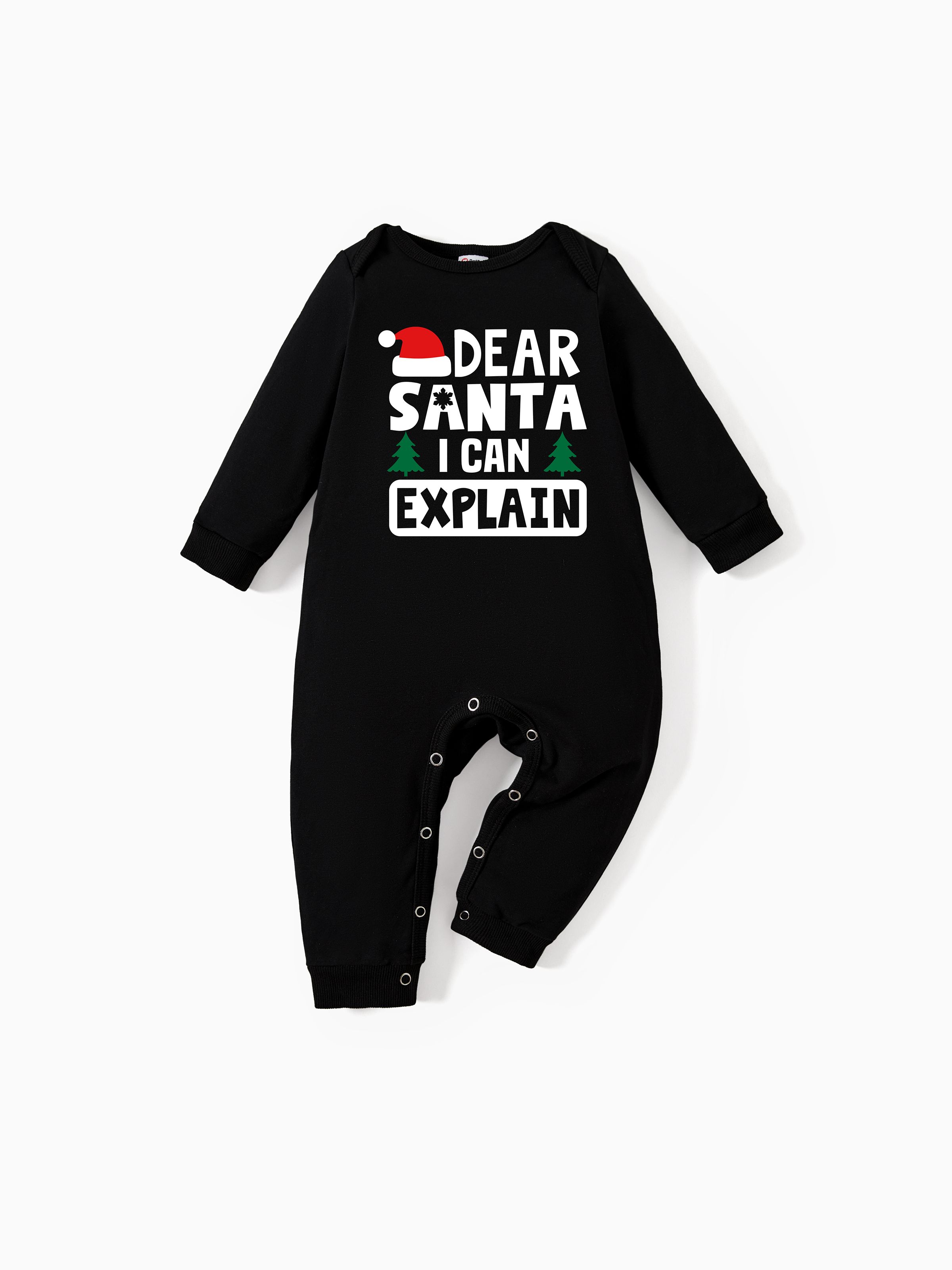 

Christmas Family Matching Cheeky Dear Santa I can Explain Cotton Black Long Sleeves Tops