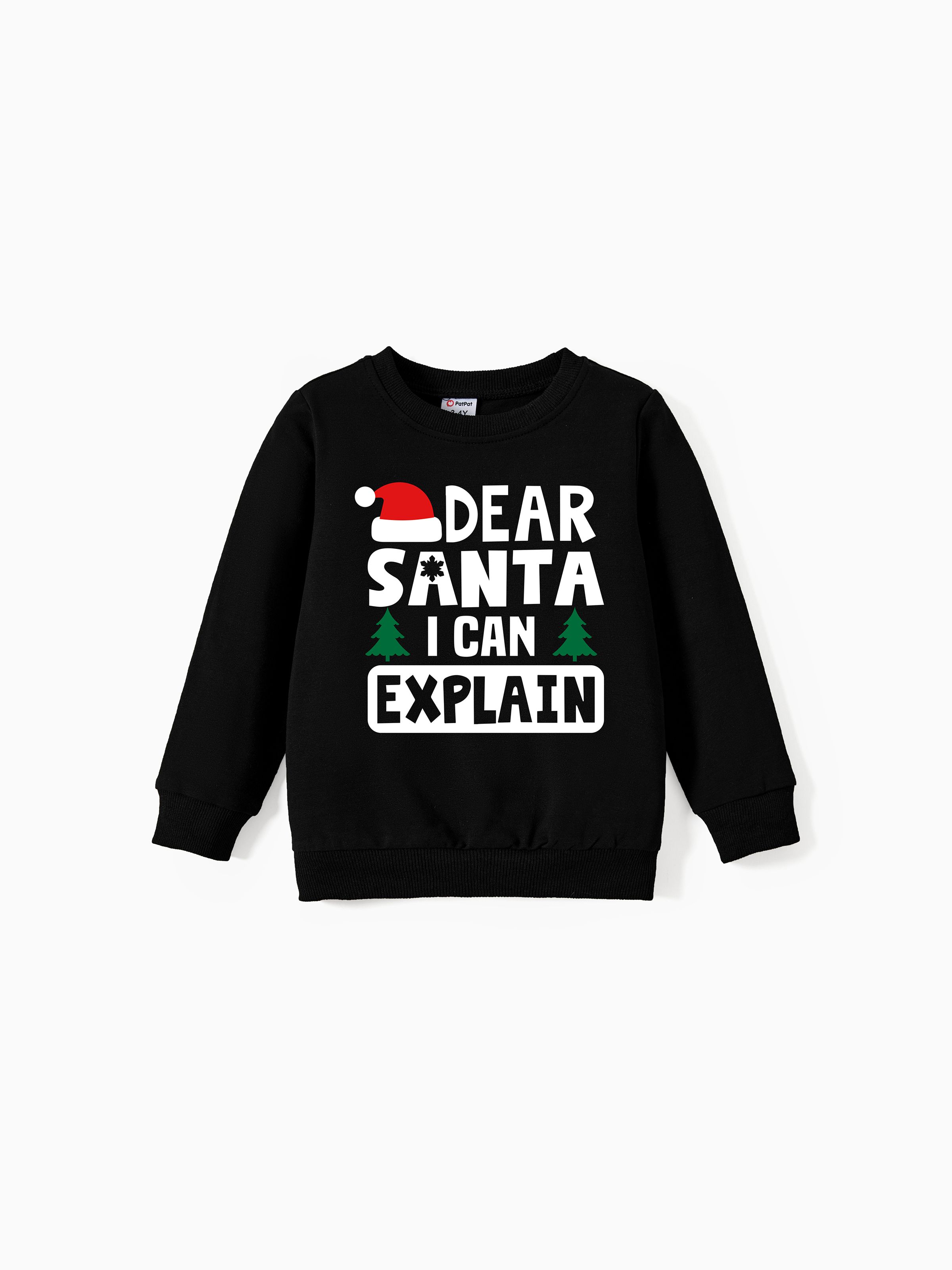 

Christmas Family Matching Cheeky Dear Santa I can Explain Cotton Black Long Sleeves Tops