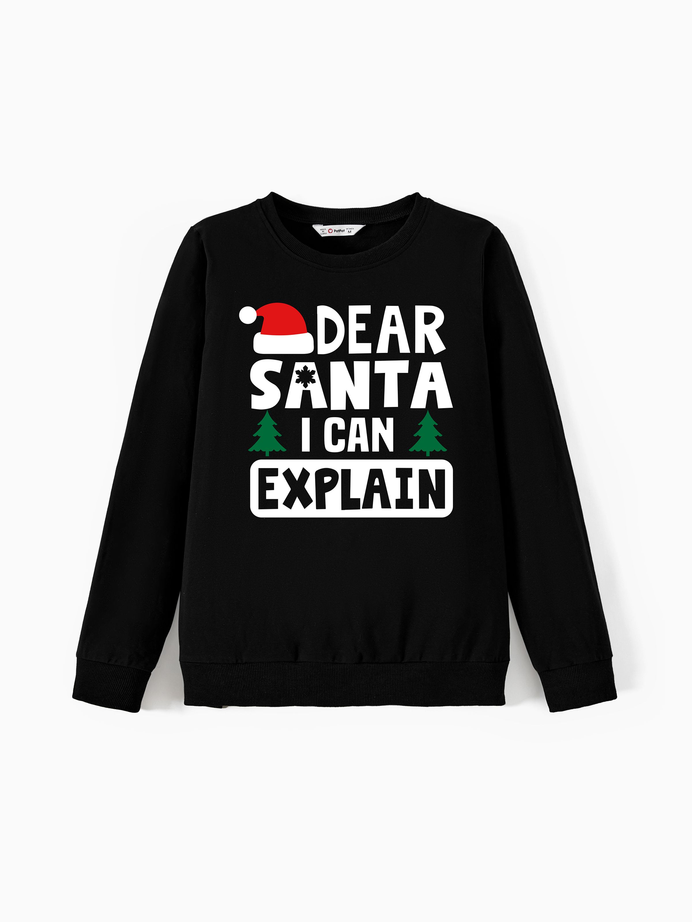 

Christmas Family Matching Cheeky Dear Santa I can Explain Cotton Black Long Sleeves Tops