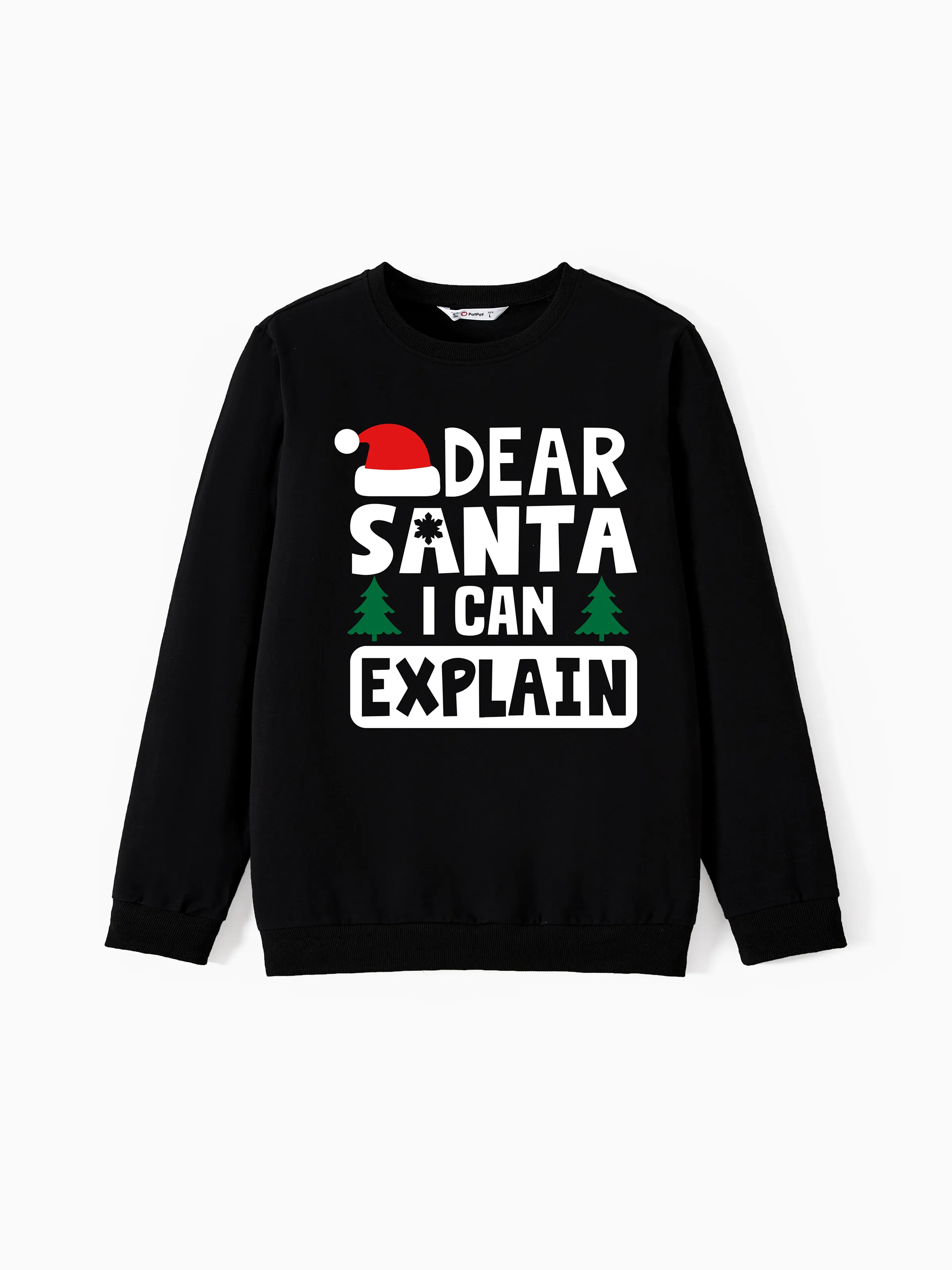 

Christmas Family Matching Cheeky Dear Santa I can Explain Cotton Black Long Sleeves Tops